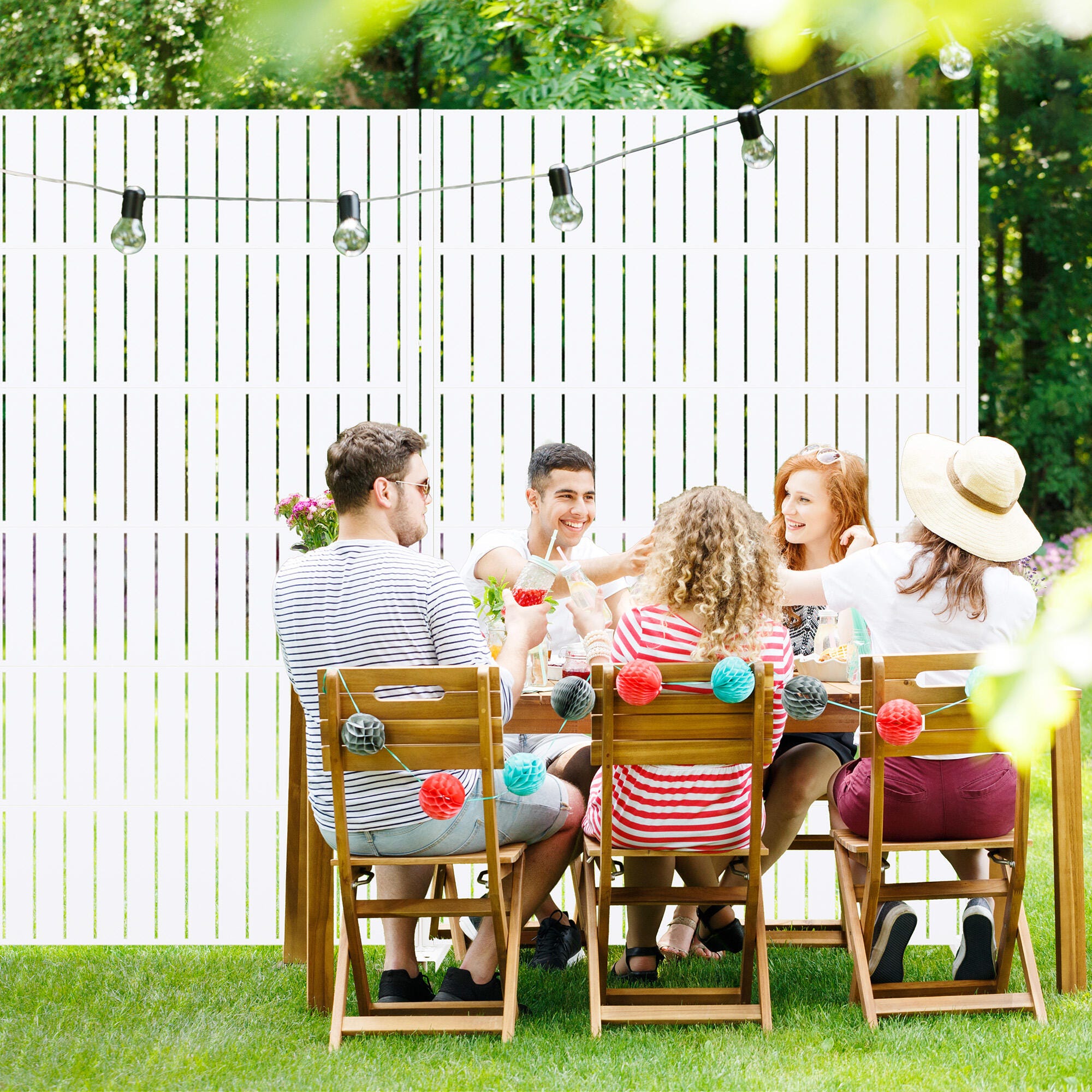 Dovelina Verano 72" Outdoor Vertical Slat Pattern Rustproof Privacy Screen, , large