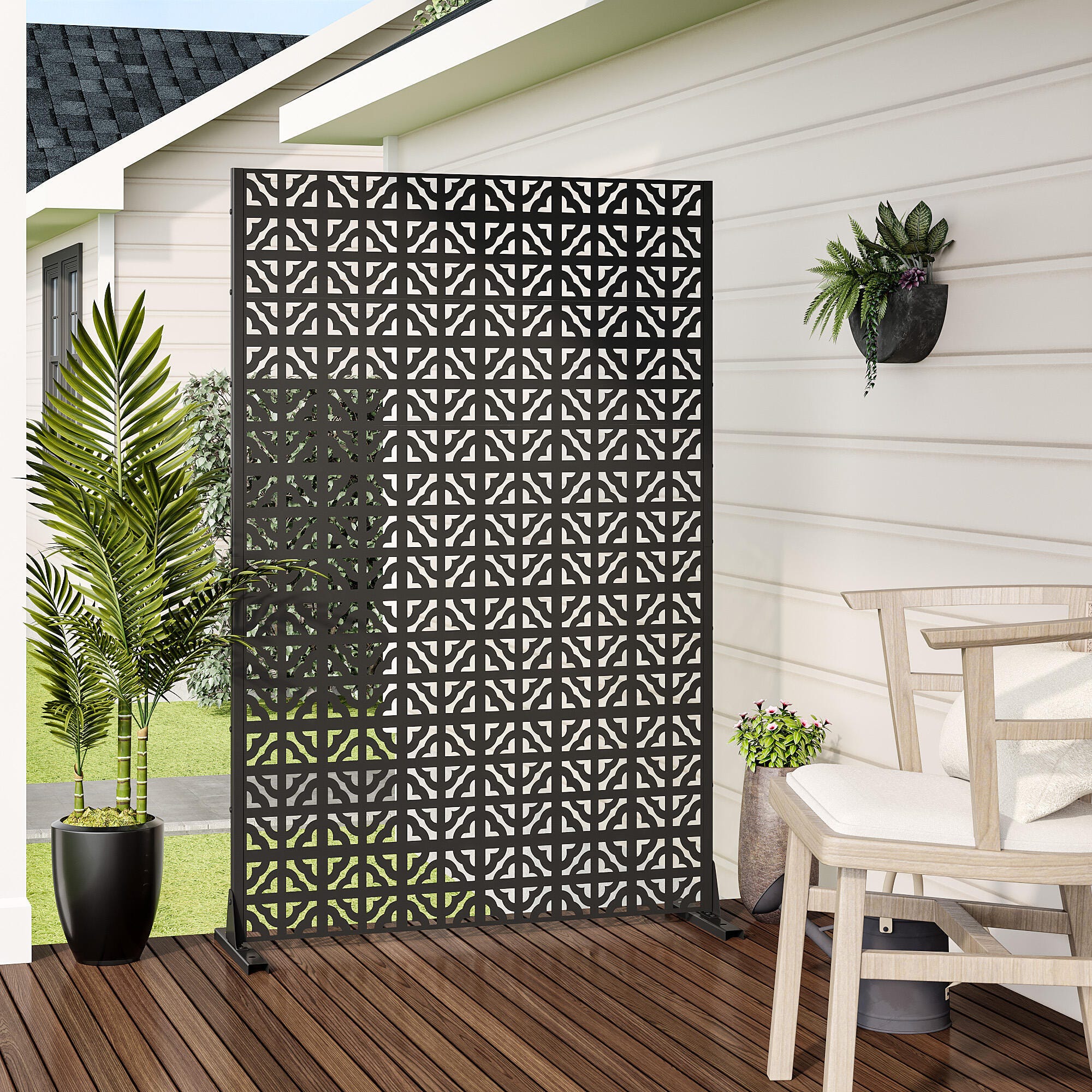 Dovelina Verano 72" Outdoor Clover Pattern Privacy Screen, , large