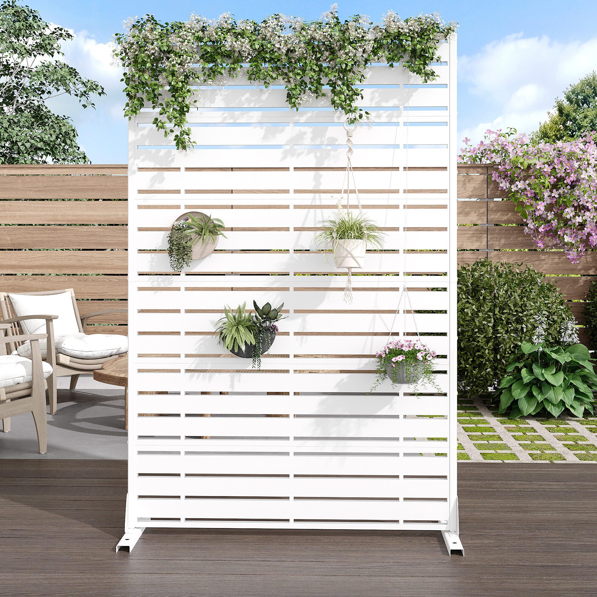 Dovelina Verano 72" Outdoor Grid Pattern Privacy Screen, , large