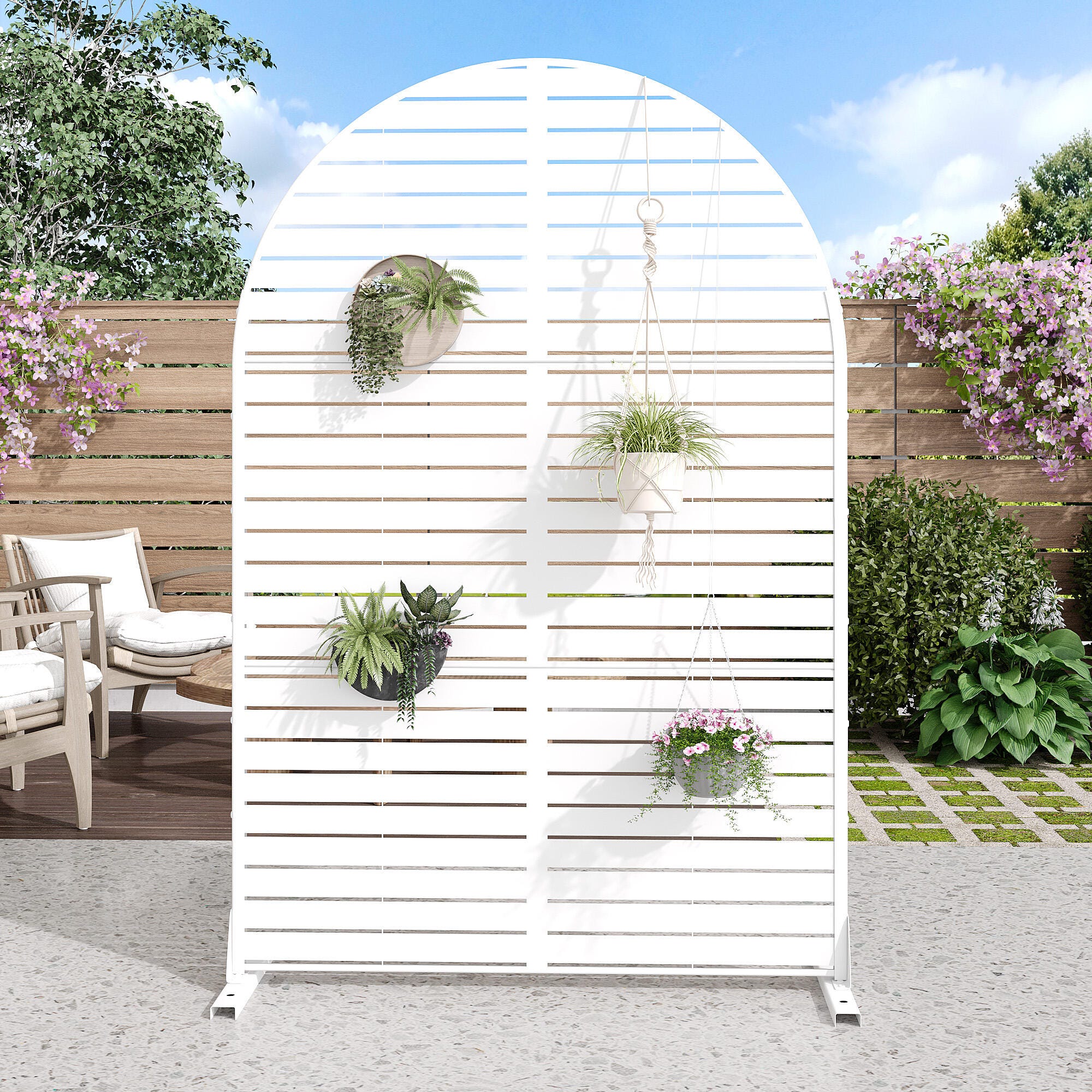 Dovelina Verano 72" Outdoor Louvered Pattern Privacy Screen, White, large
