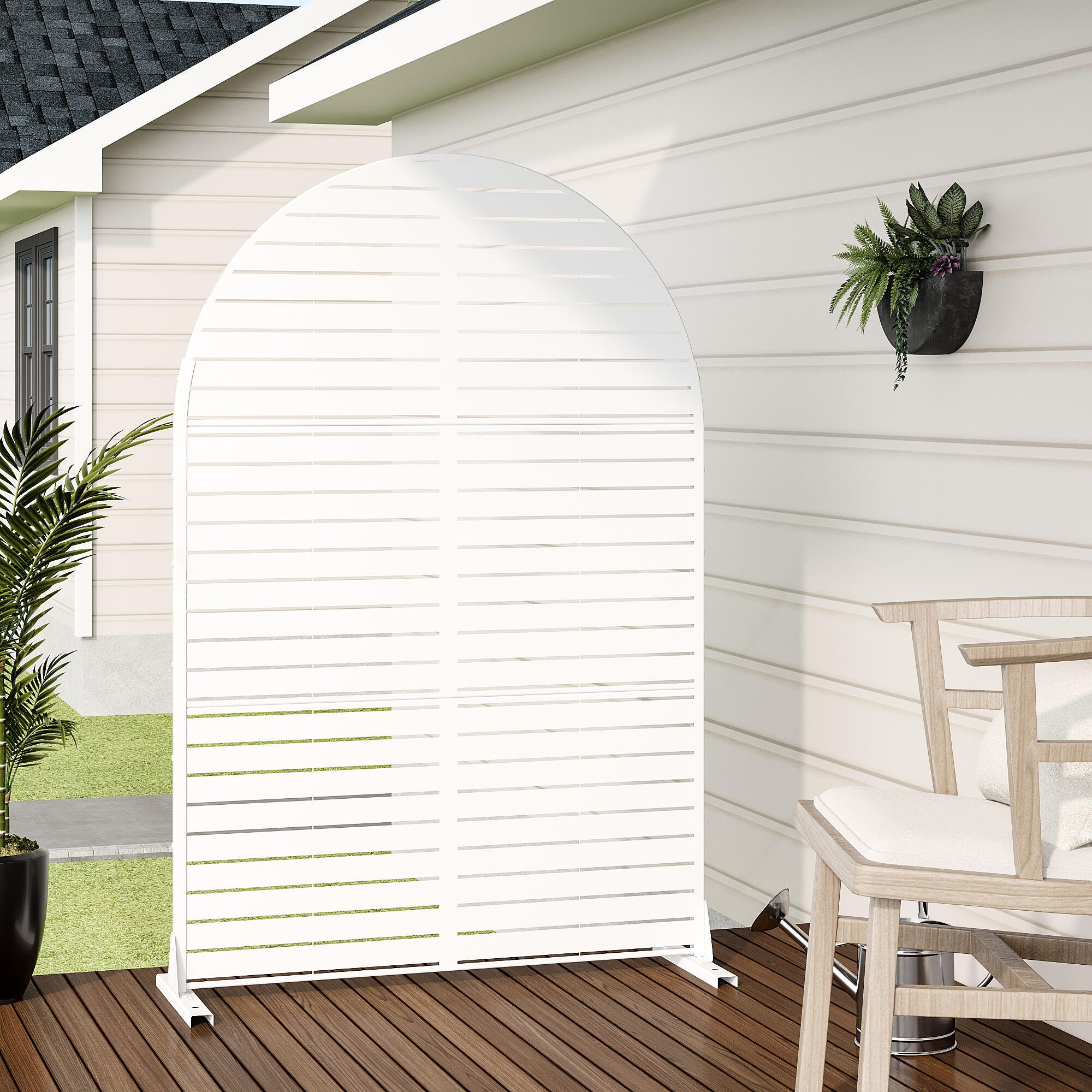 Dovelina Verano 72" Outdoor Louvered Pattern Privacy Screen, White, large