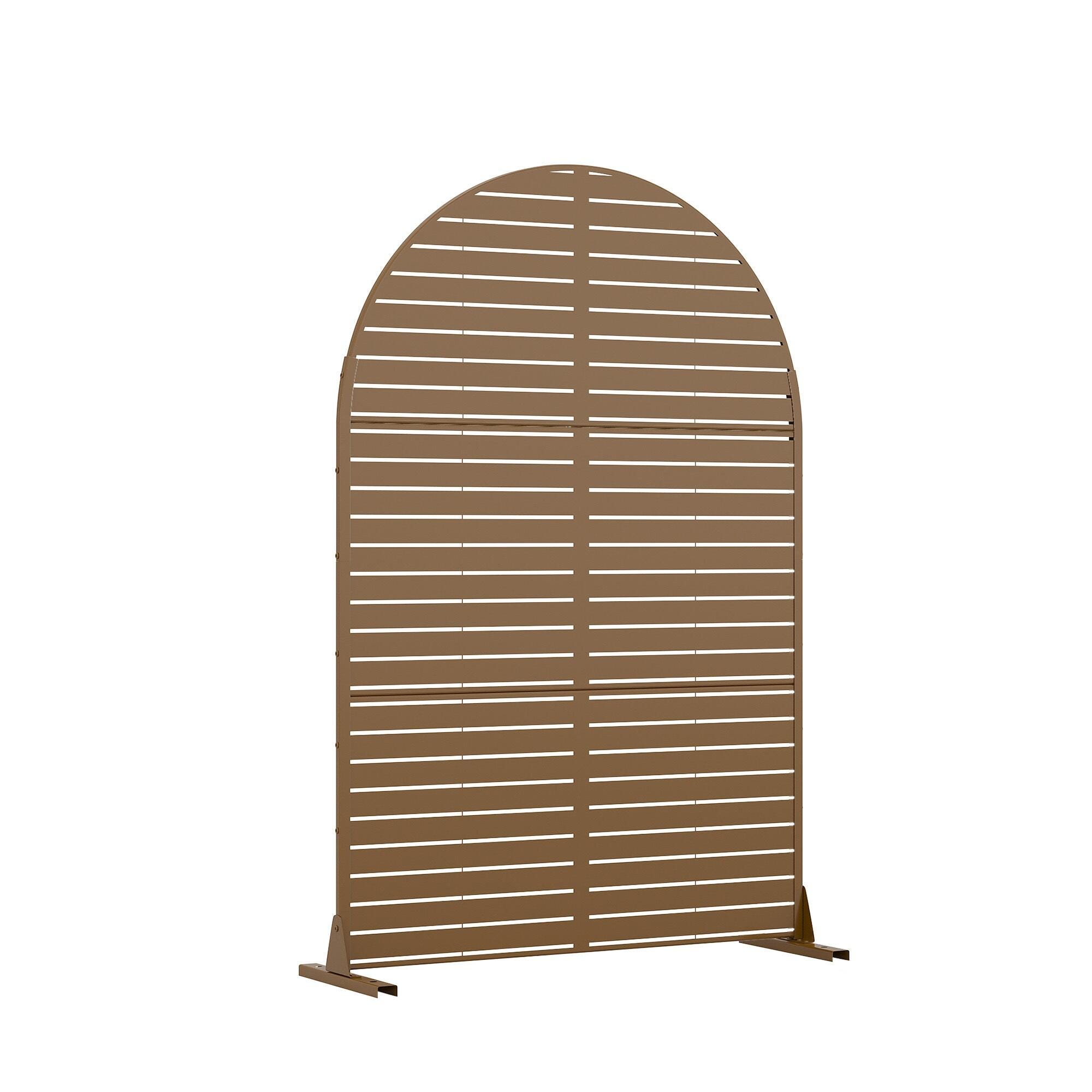 Dovelina Verano 72" Outdoor Louvered Pattern Privacy Screen, Brown, large