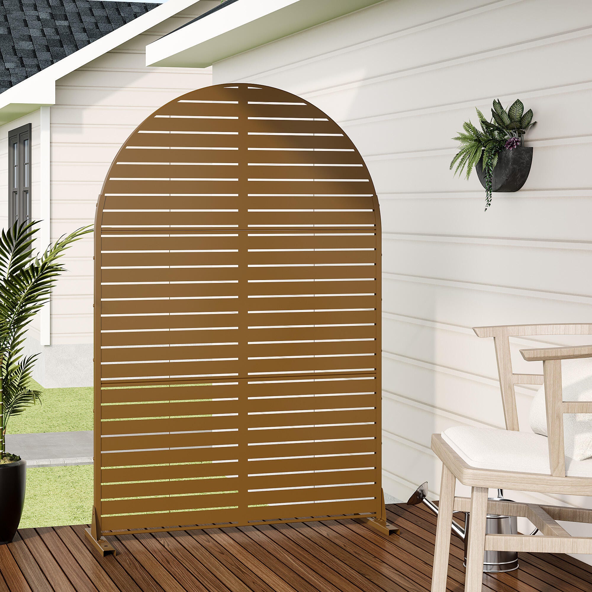 Dovelina Verano 72" Outdoor Louvered Pattern Privacy Screen, Brown, large