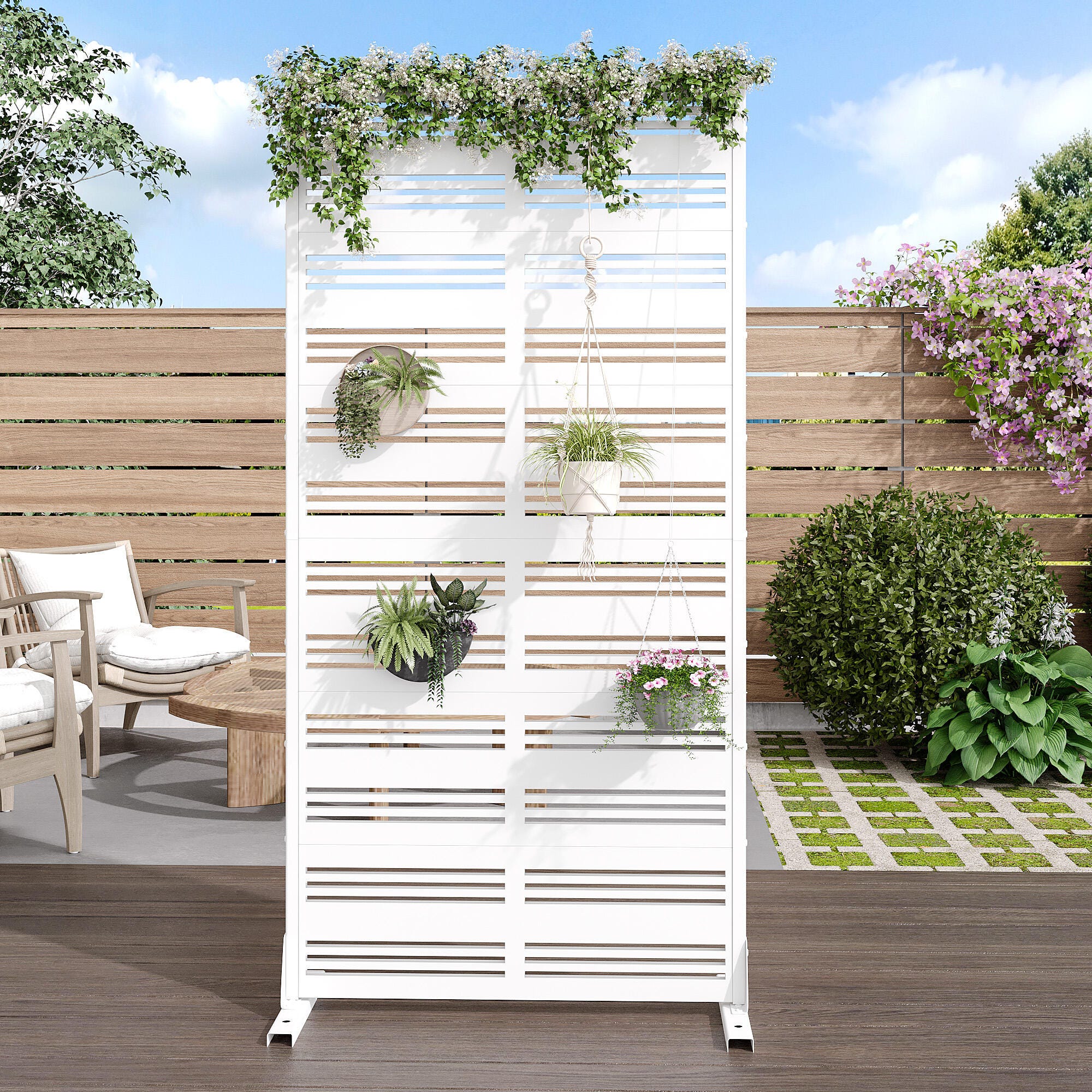 Dovelina Verano 72" Outdoor Strip Pattern Privacy Screen, , large
