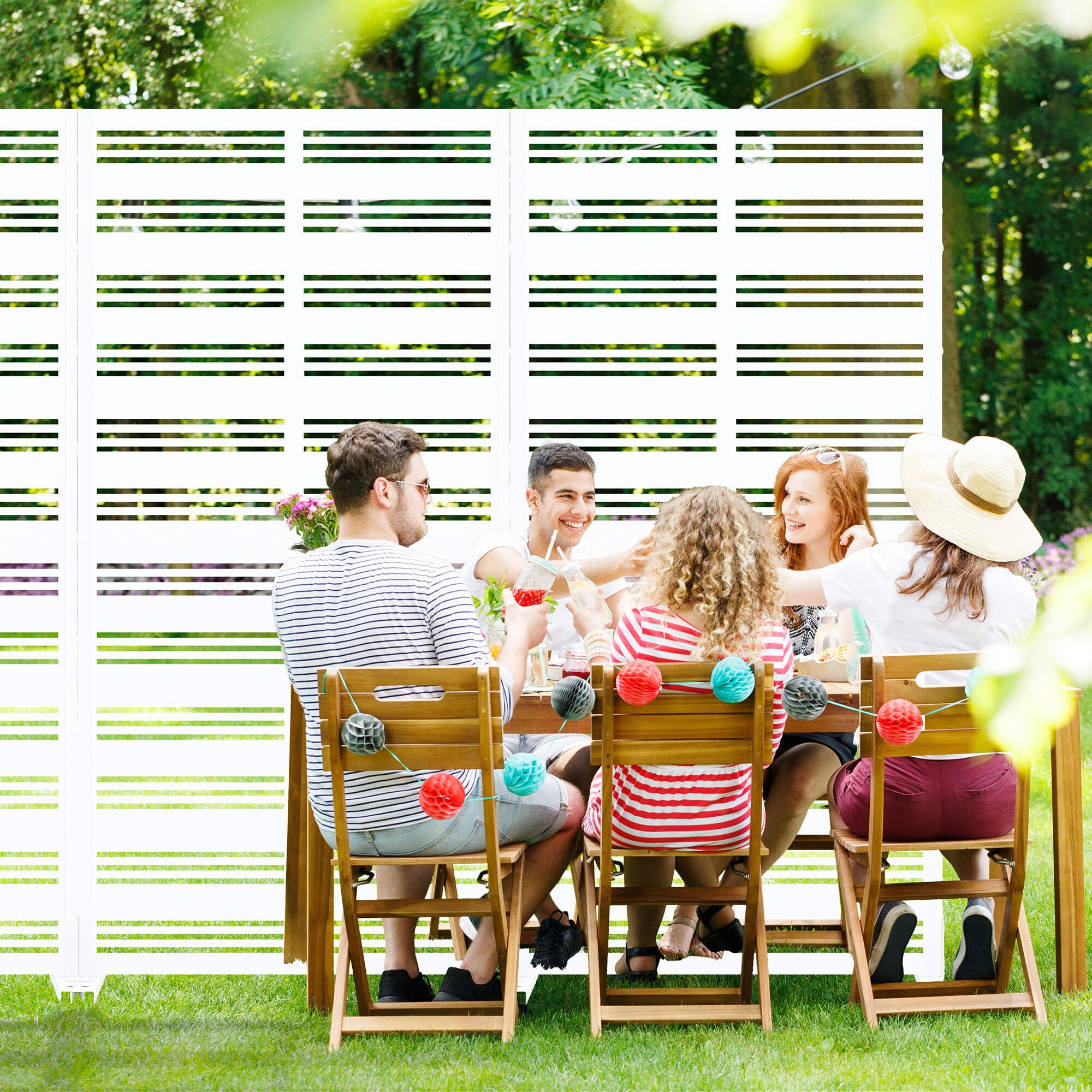 Dovelina Verano 72" Outdoor Strip Pattern Privacy Screen, , large