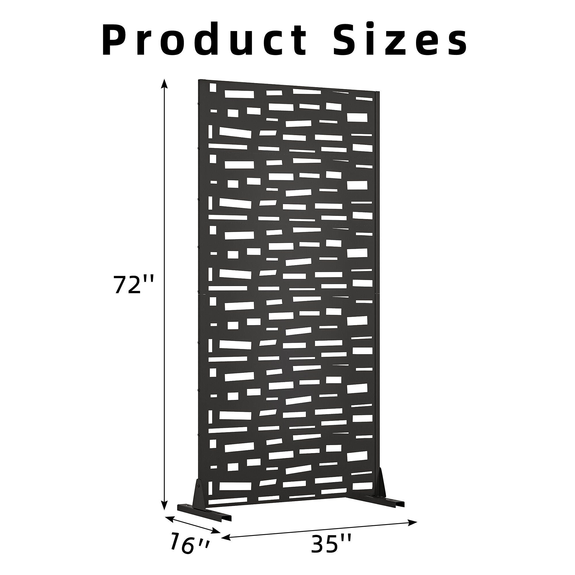 Dovelina Verano 72" Outdoor Abstract Pattern Privacy Screen, Black, large