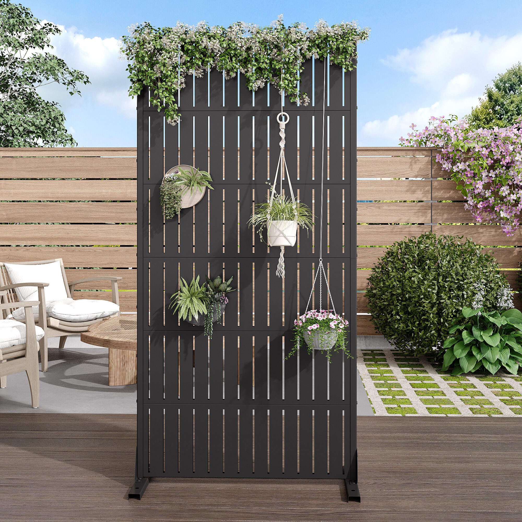 Dovelina Verano 72" Outdoor Vertical Slat Pattern Privacy Screen, , large
