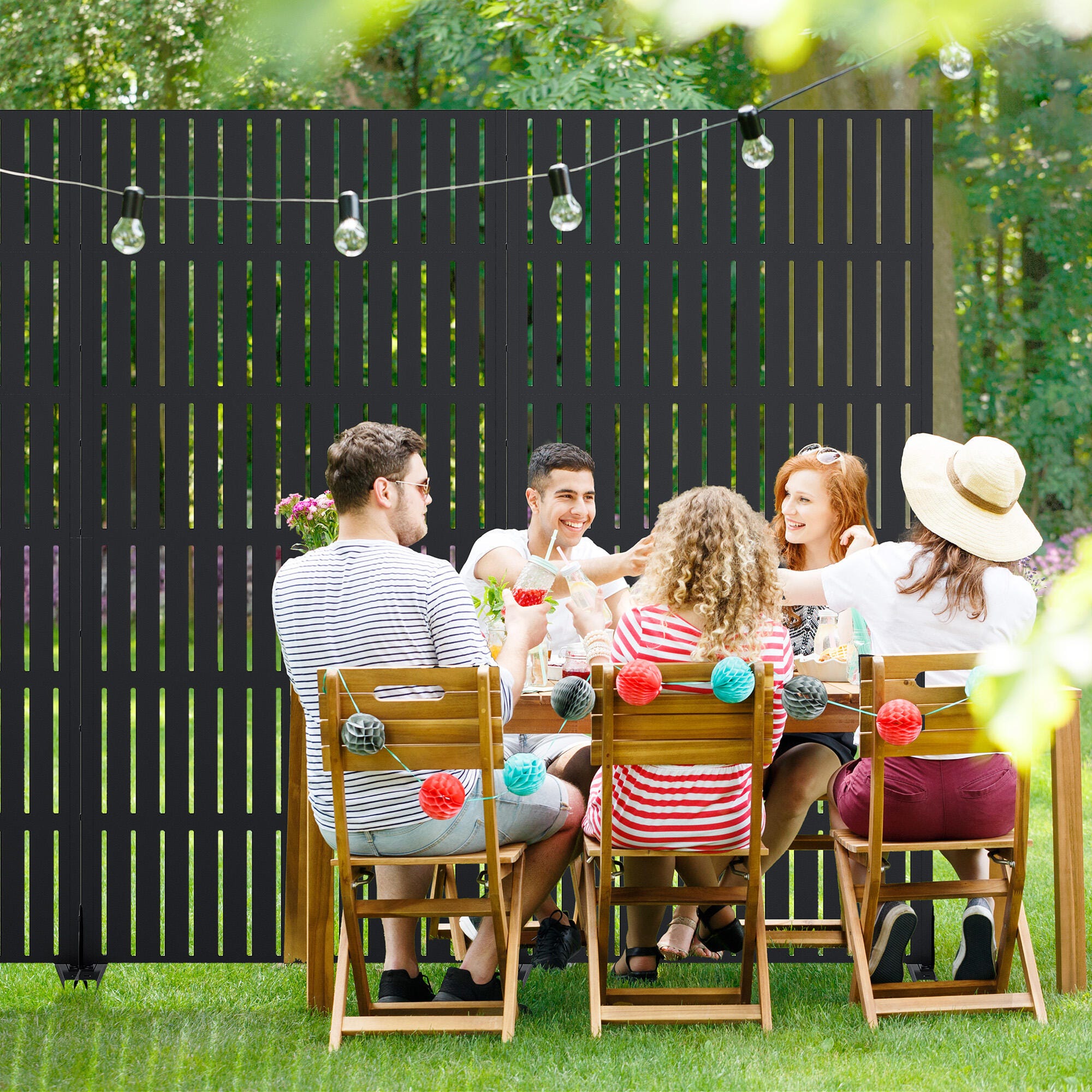Dovelina Verano 72" Outdoor Vertical Slat Pattern Privacy Screen, , large