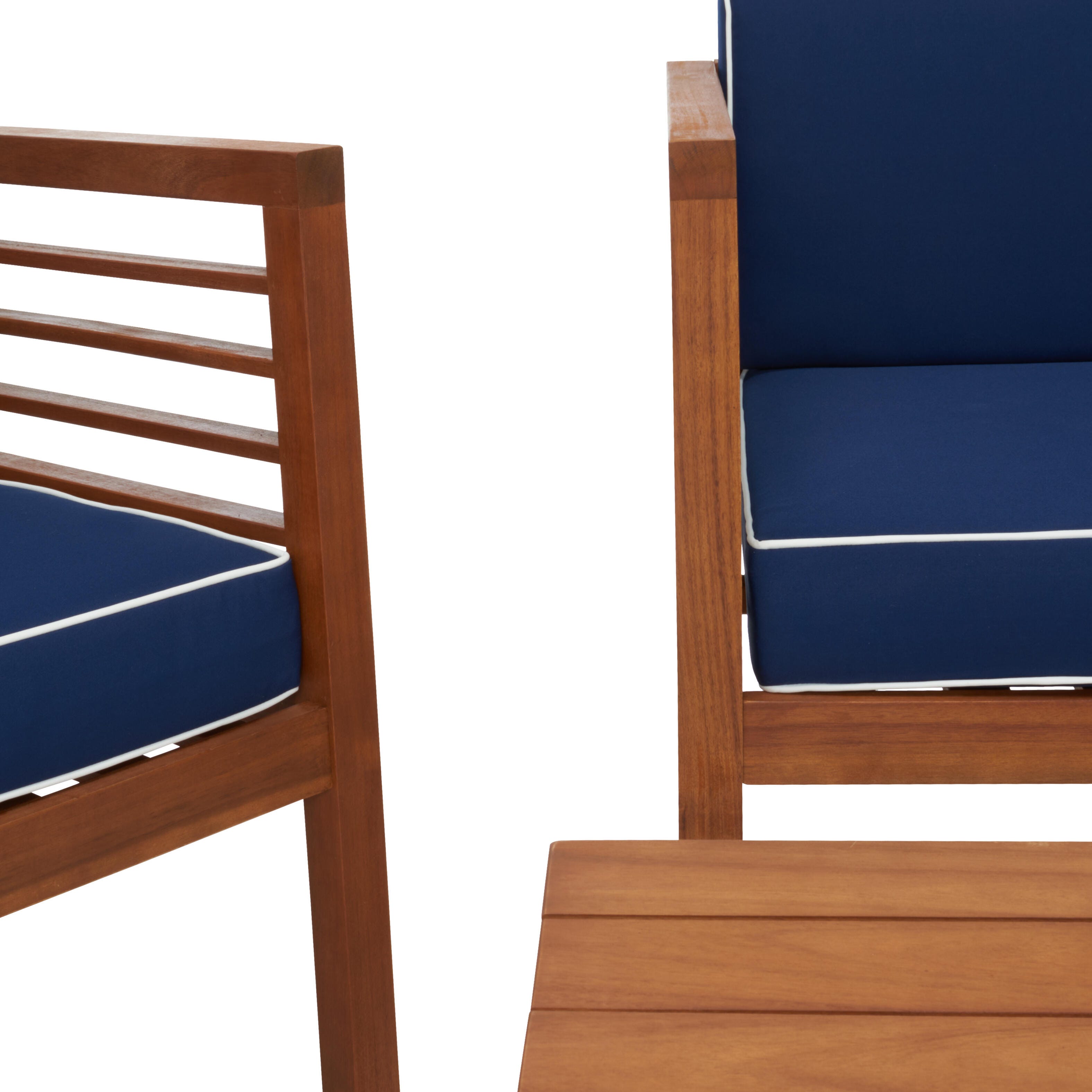 Safavieh Alda Outdoor Conversation Set, Natural/Navy, large