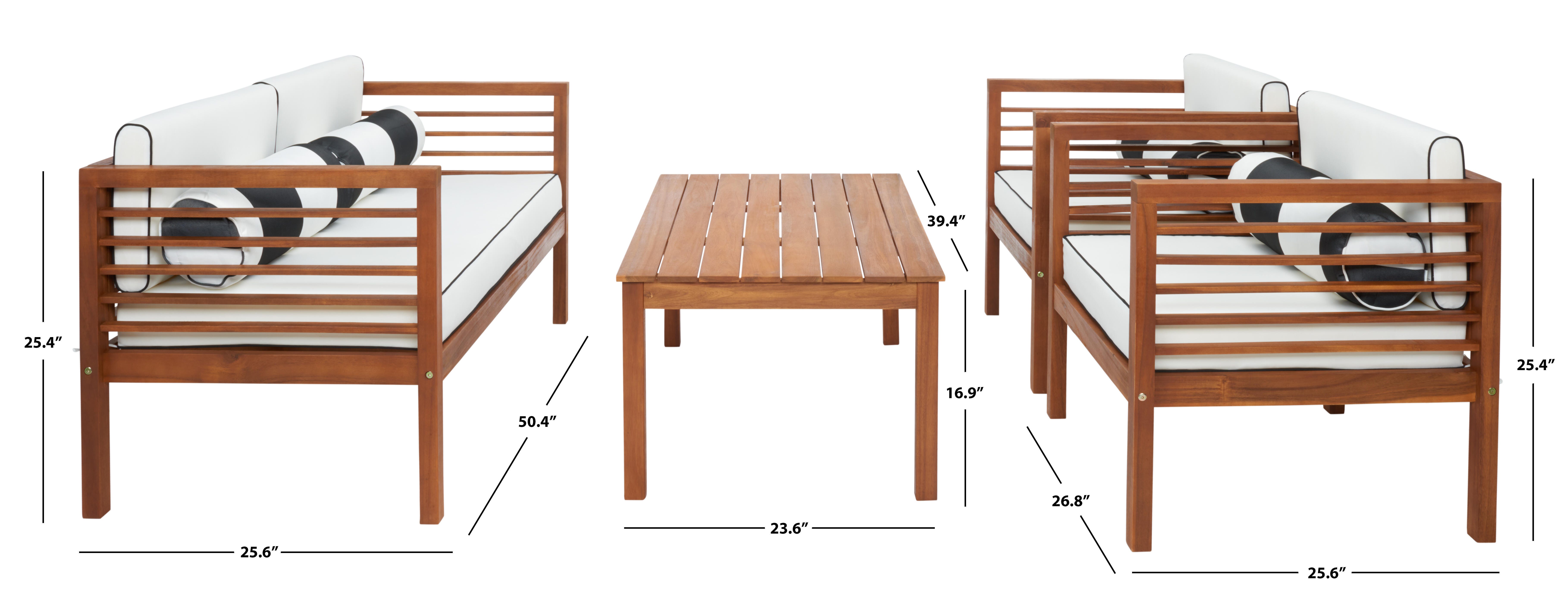 Safavieh Alda Outdoor Conversation Set, Natural/Beige, large
