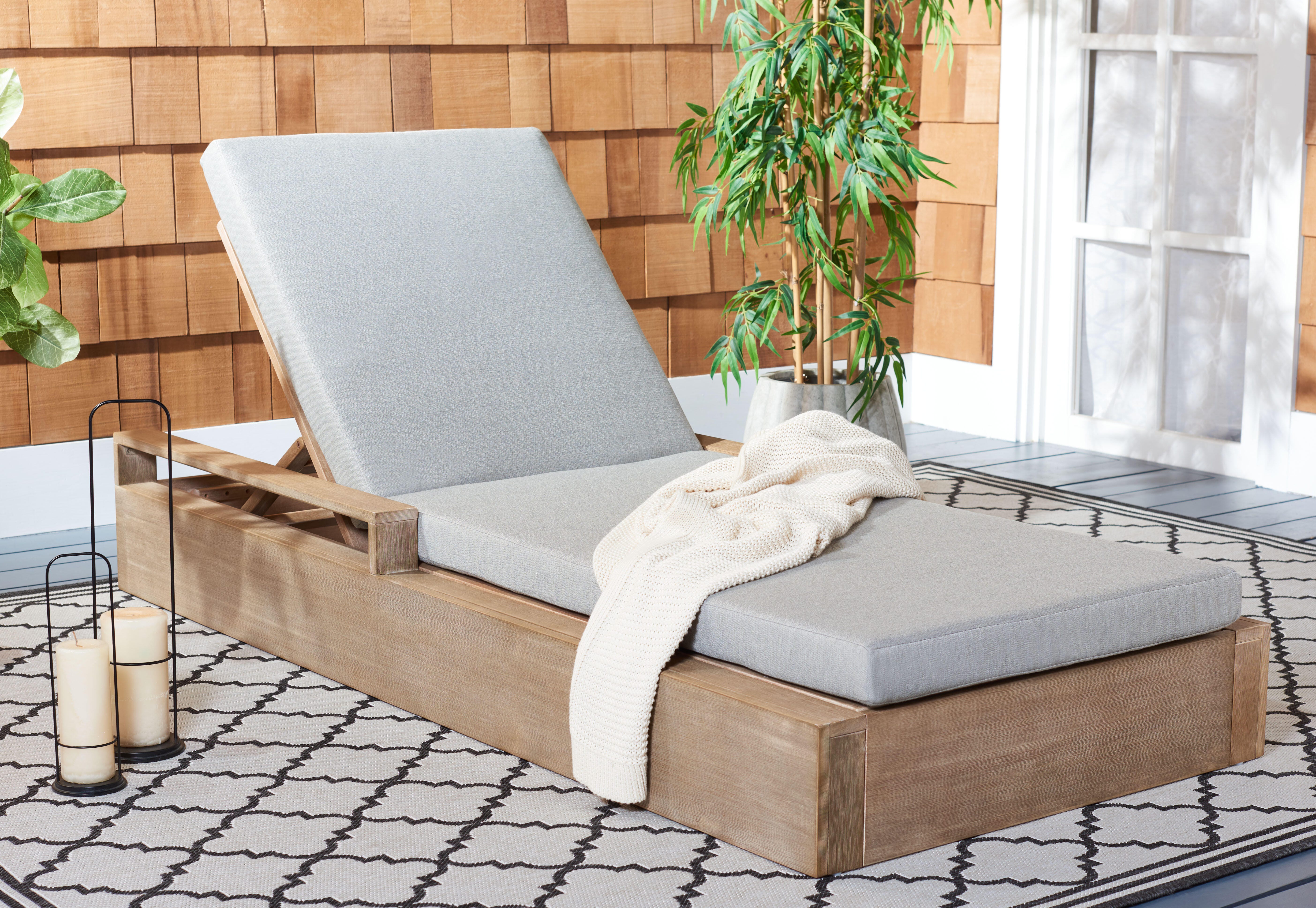 Safavieh Lanai Outdoor Lounge Chair, Brown/Light Gray, rollover