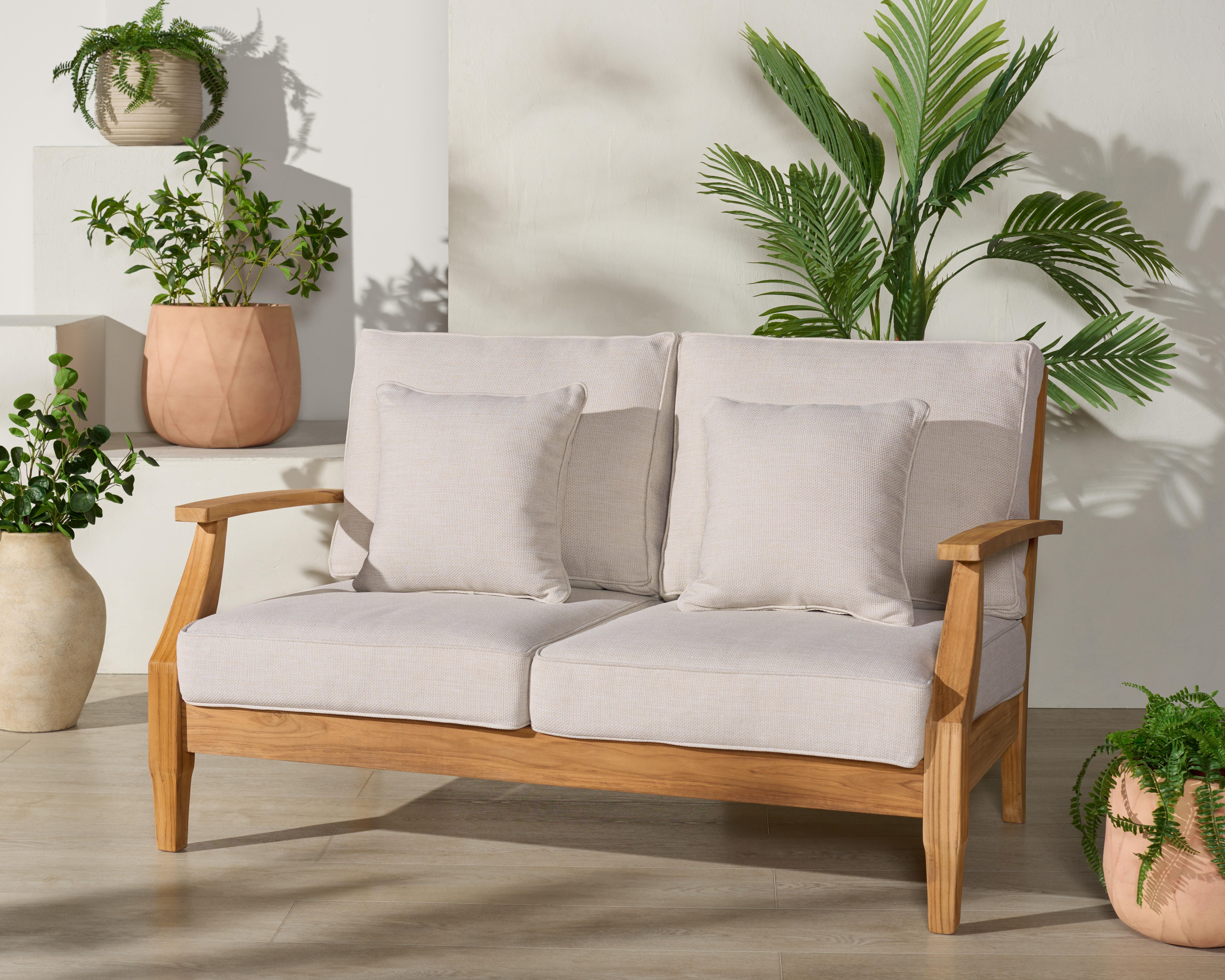 Safavieh Martinique Outdoor Loveseat, White/Natural, large