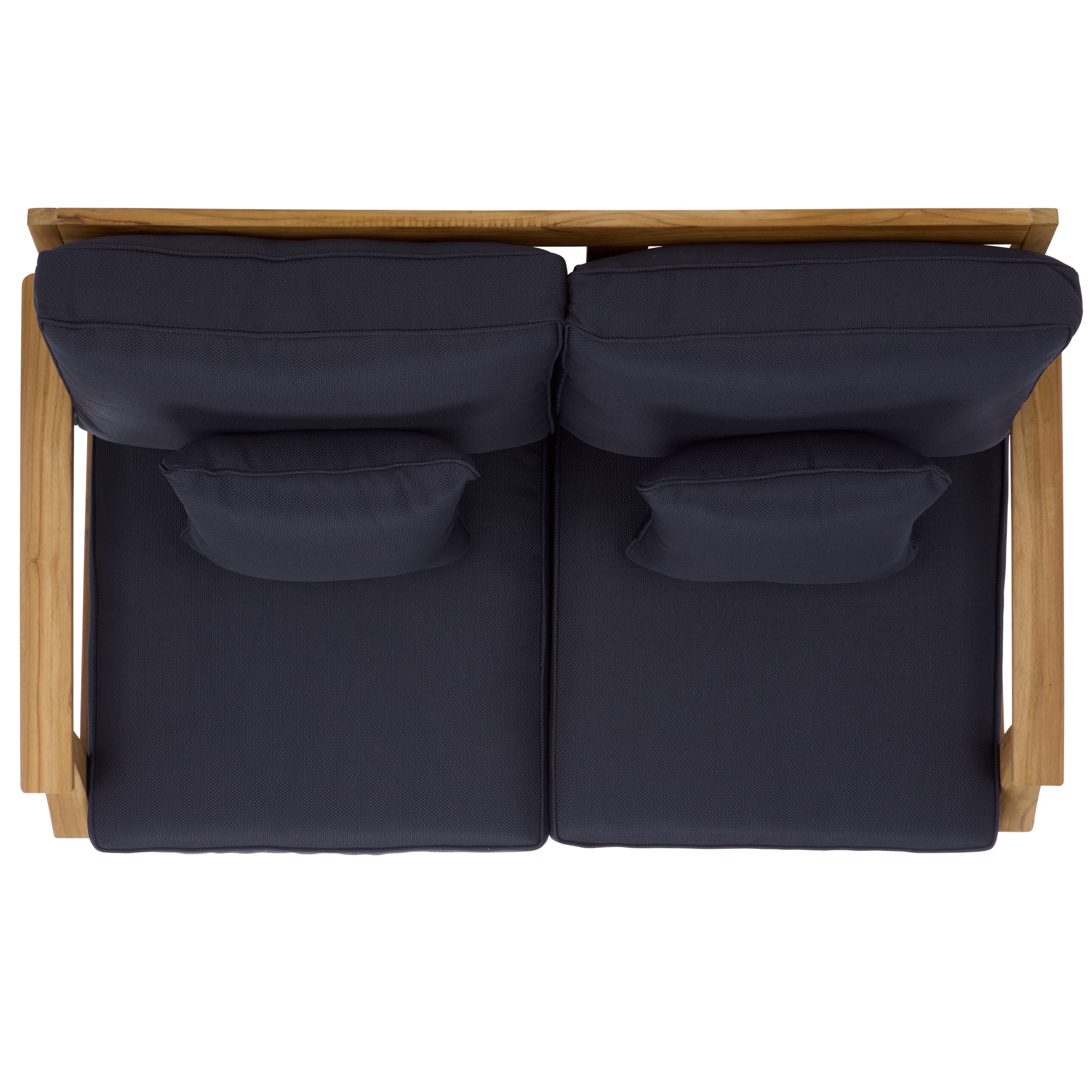 Safavieh Martinique Outdoor Loveseat, Natural/Dark Navy, large