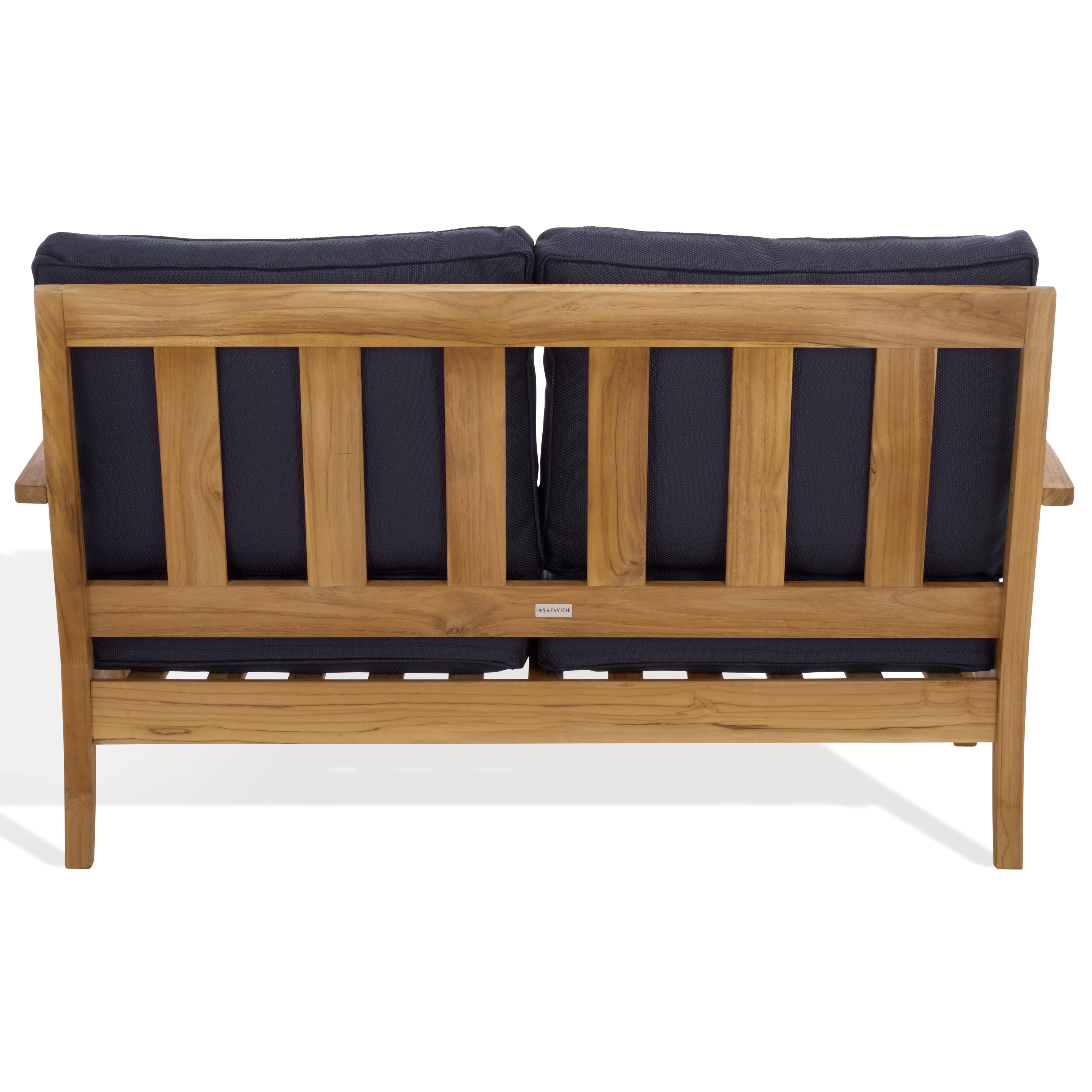 Safavieh Martinique Outdoor Loveseat, Natural/Dark Navy, large