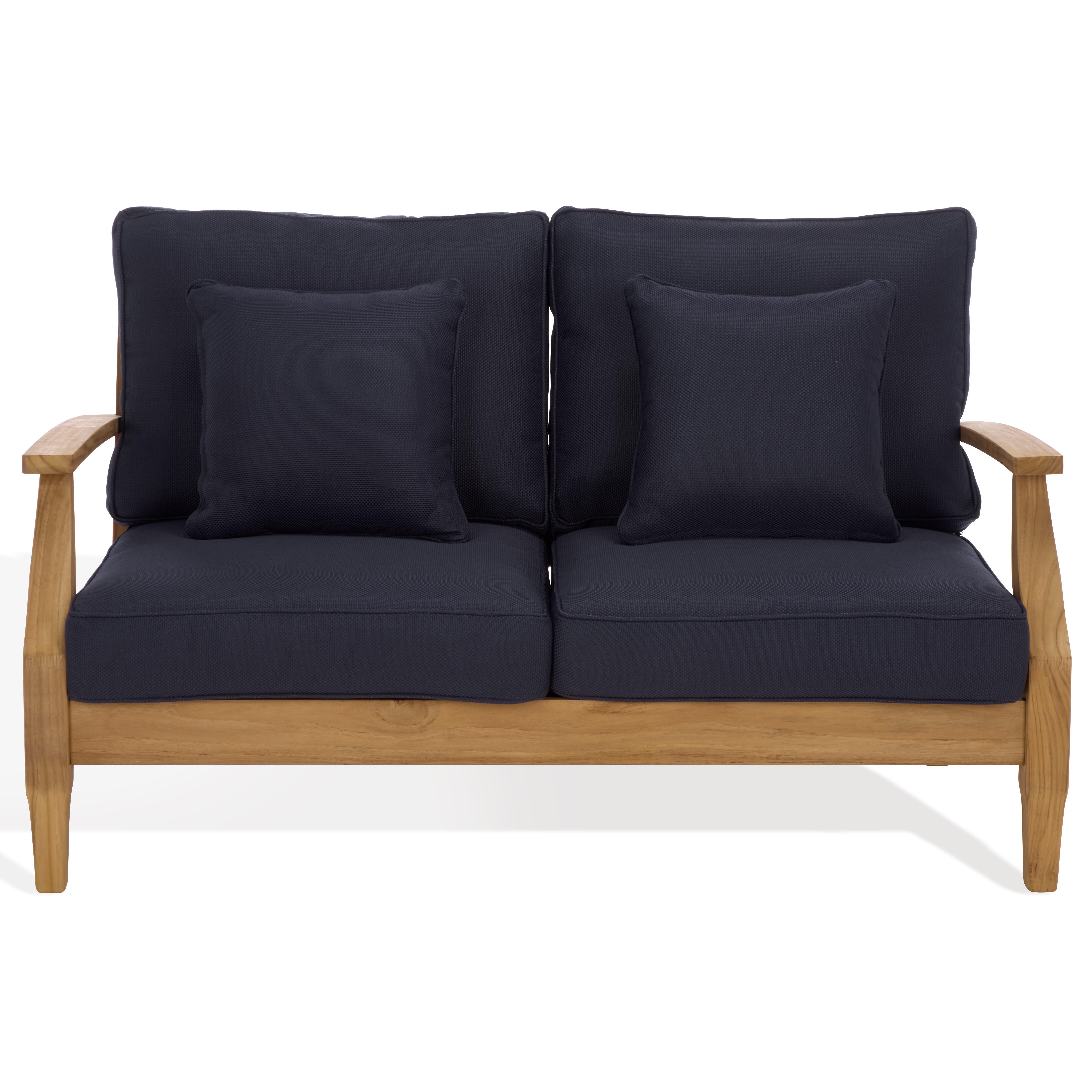 Safavieh Martinique Outdoor Loveseat, Natural/Black, large