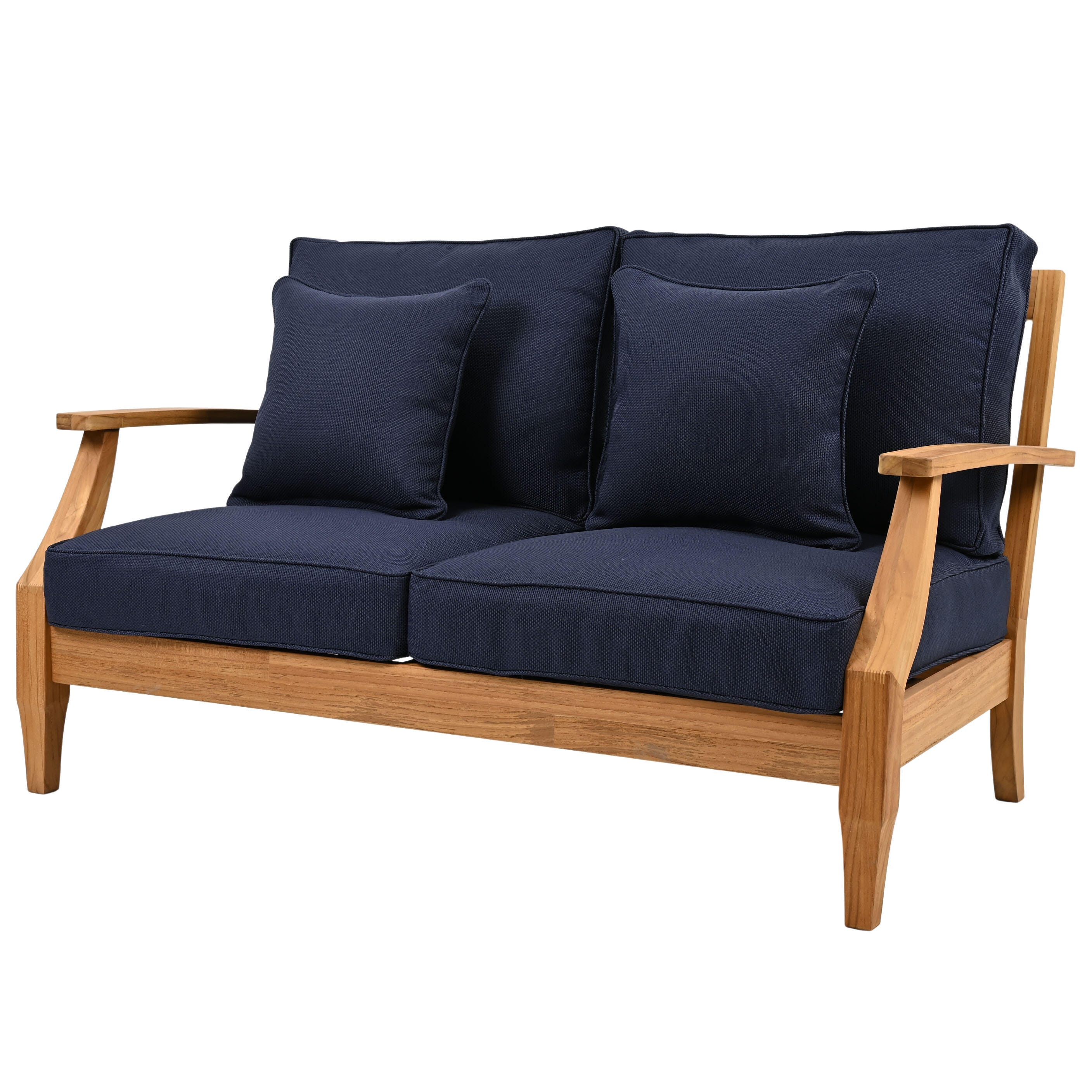 Safavieh Martinique Outdoor Loveseat, Natural/Dark Navy, large