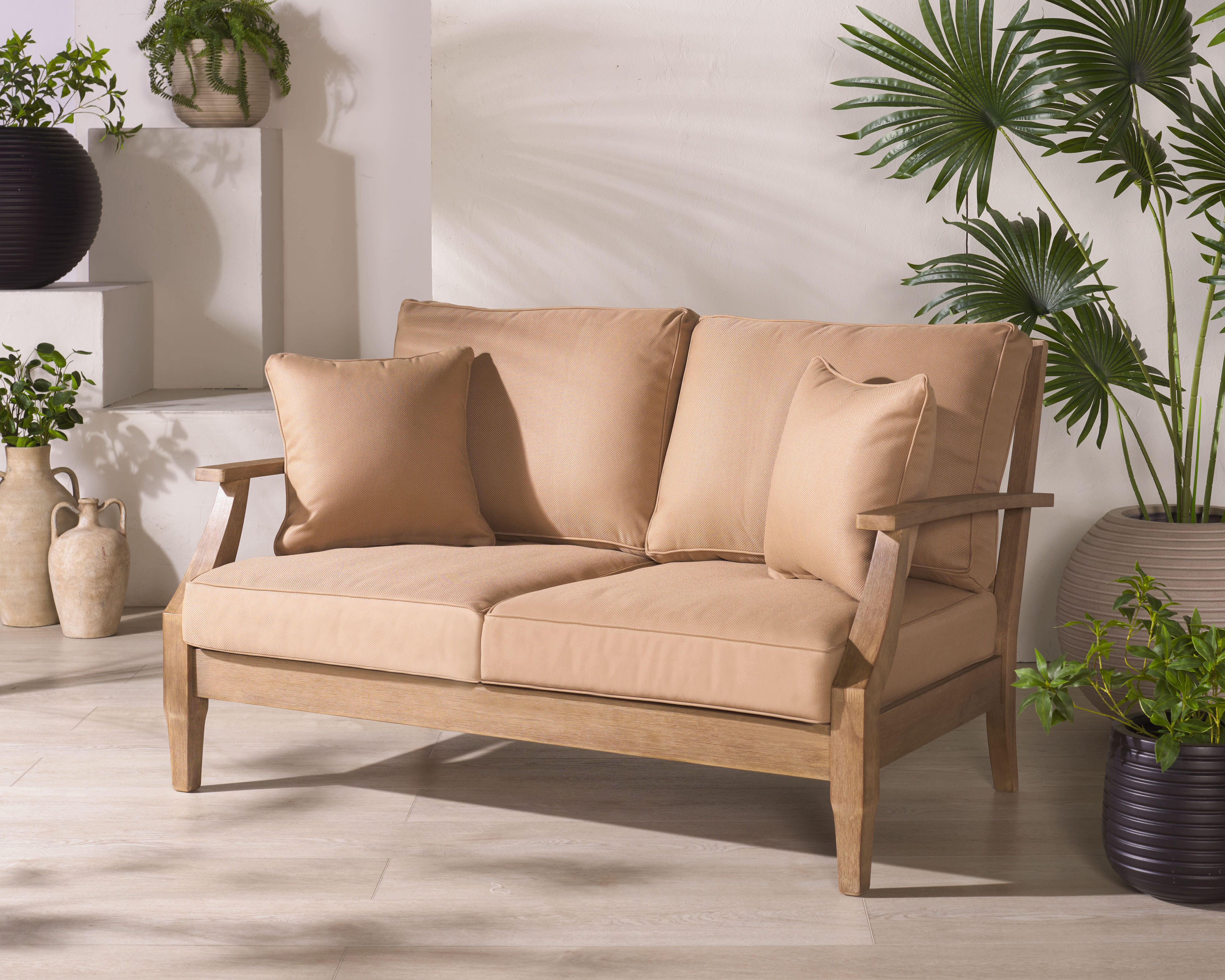 Safavieh Martinique Outdoor Loveseat, Natural/Brown, rollover