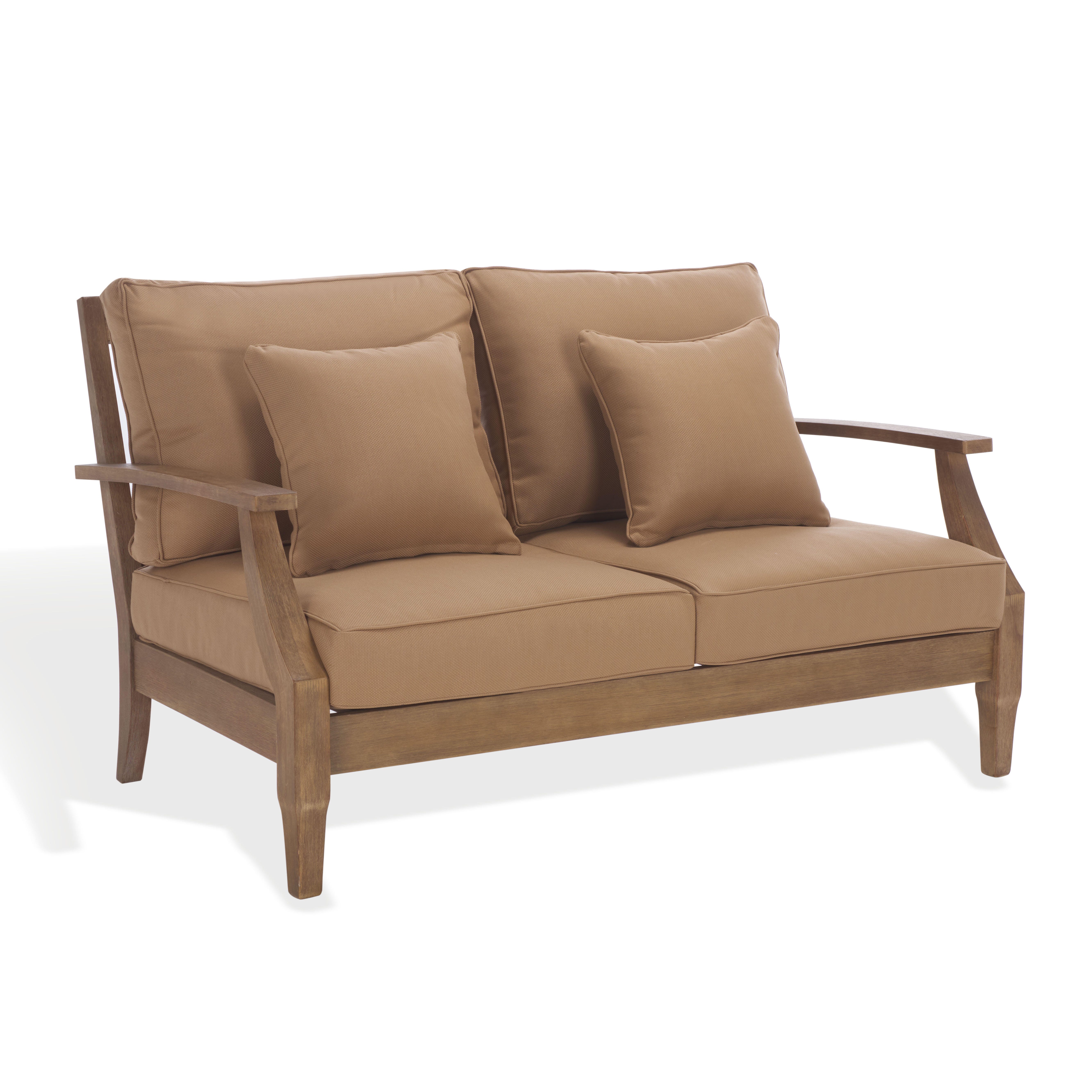 Safavieh Martinique Outdoor Loveseat, Natural/Brown, large