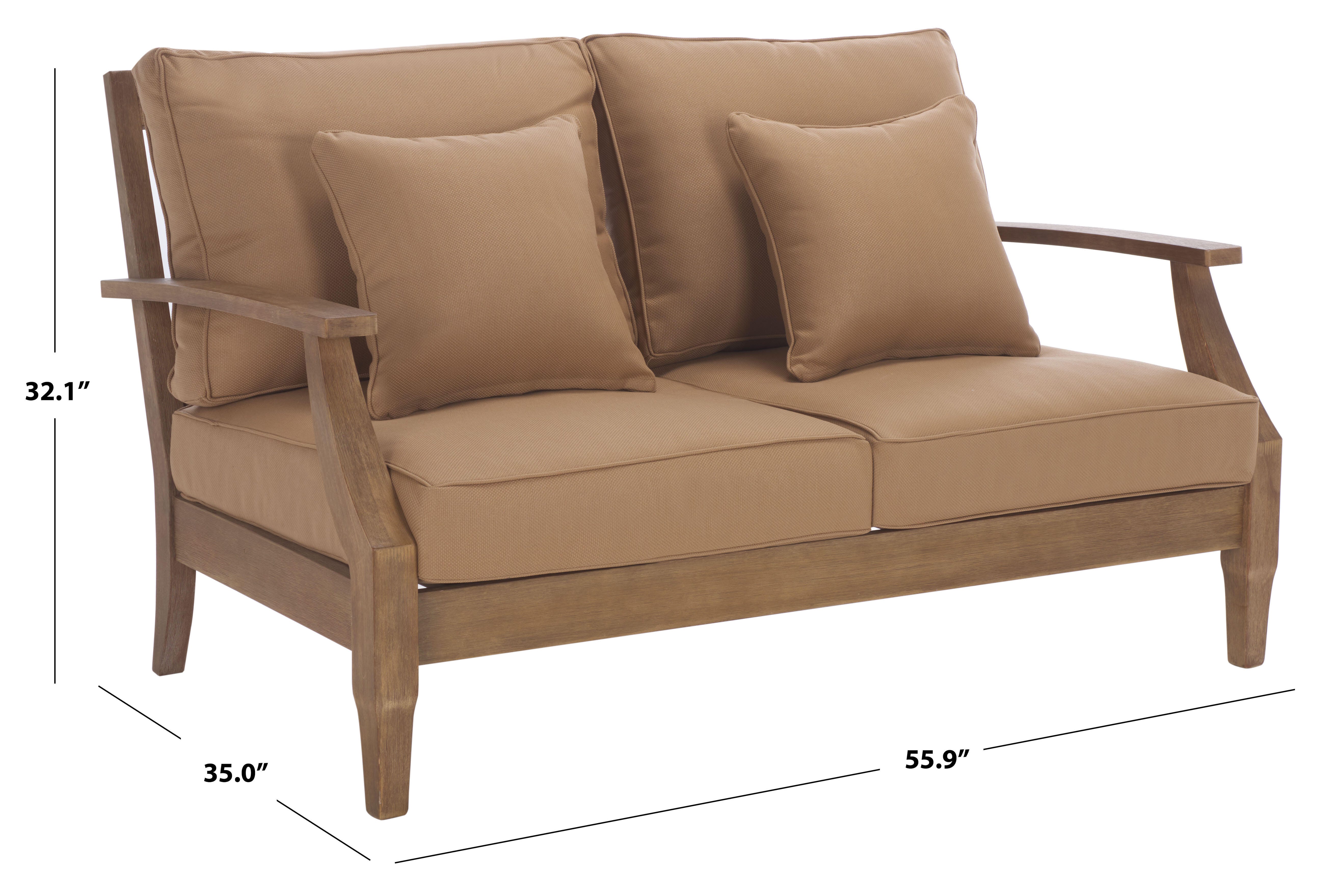 Safavieh Martinique Outdoor Loveseat, Natural/Brown, large