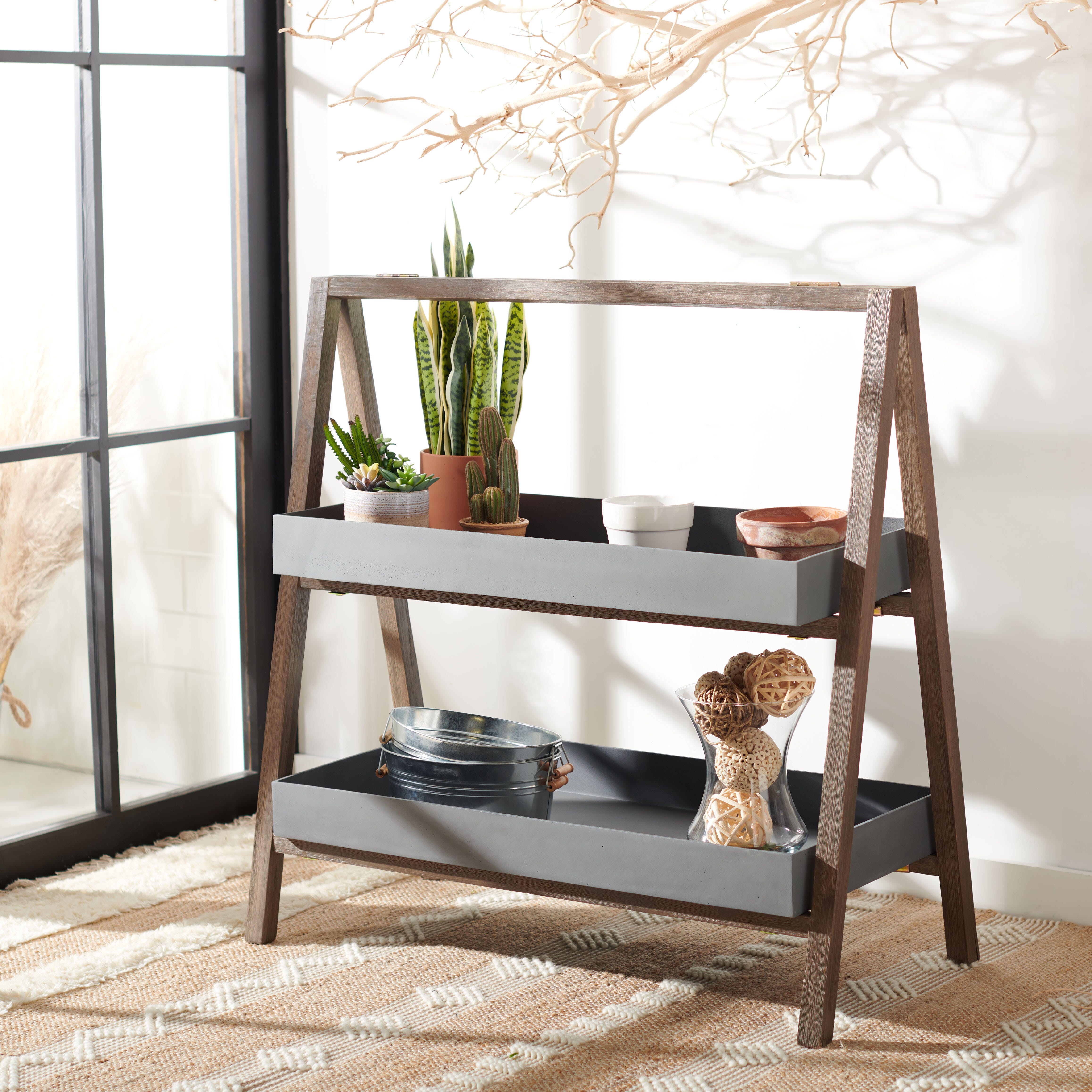Safavieh Outdoor Planter Shelf, Gray, rollover