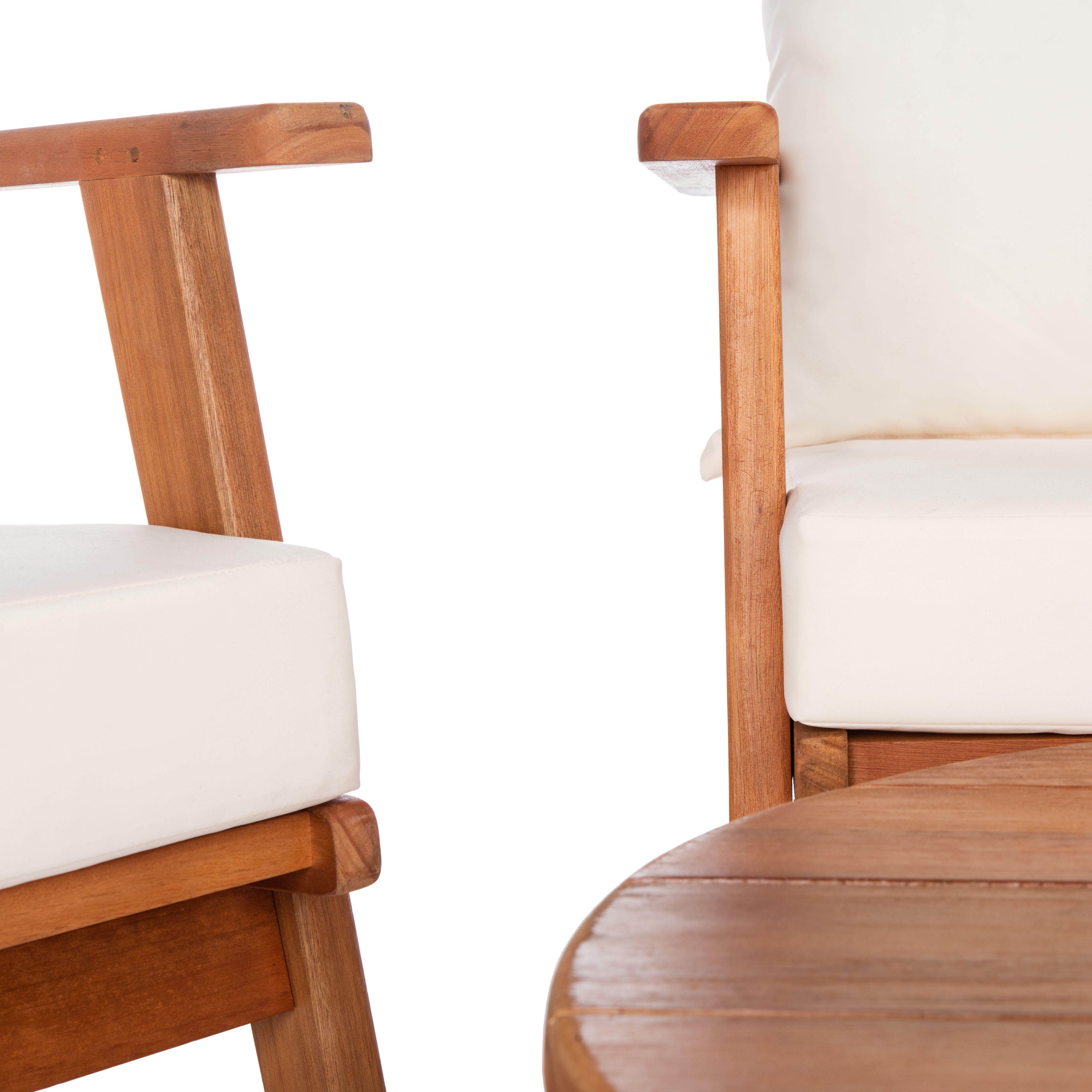 Safavieh Deacon Outdoor Conversation Set, Natural/Beige, large