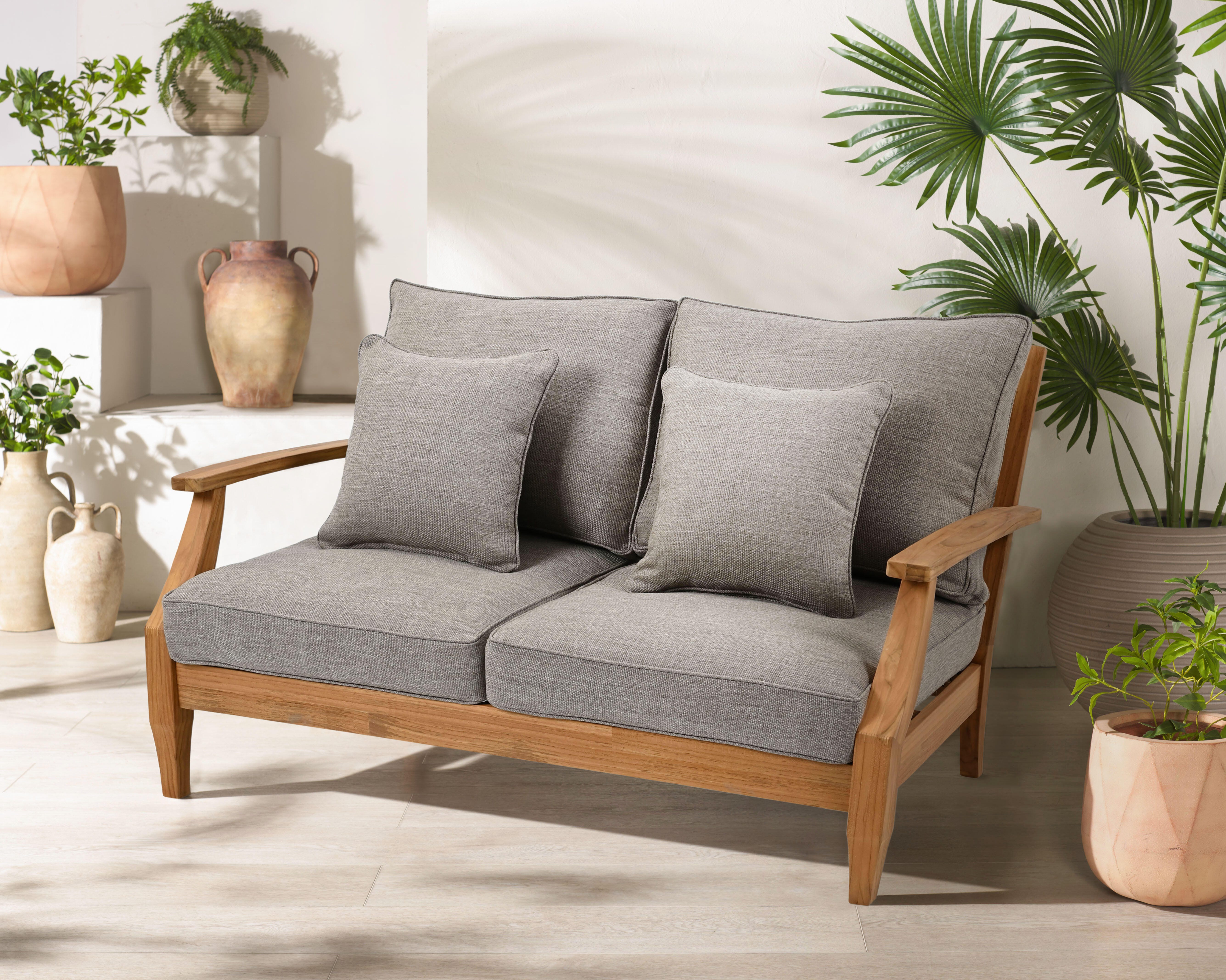 Safavieh Martinique Outdoor Loveseat, Natural/Taupe, rollover