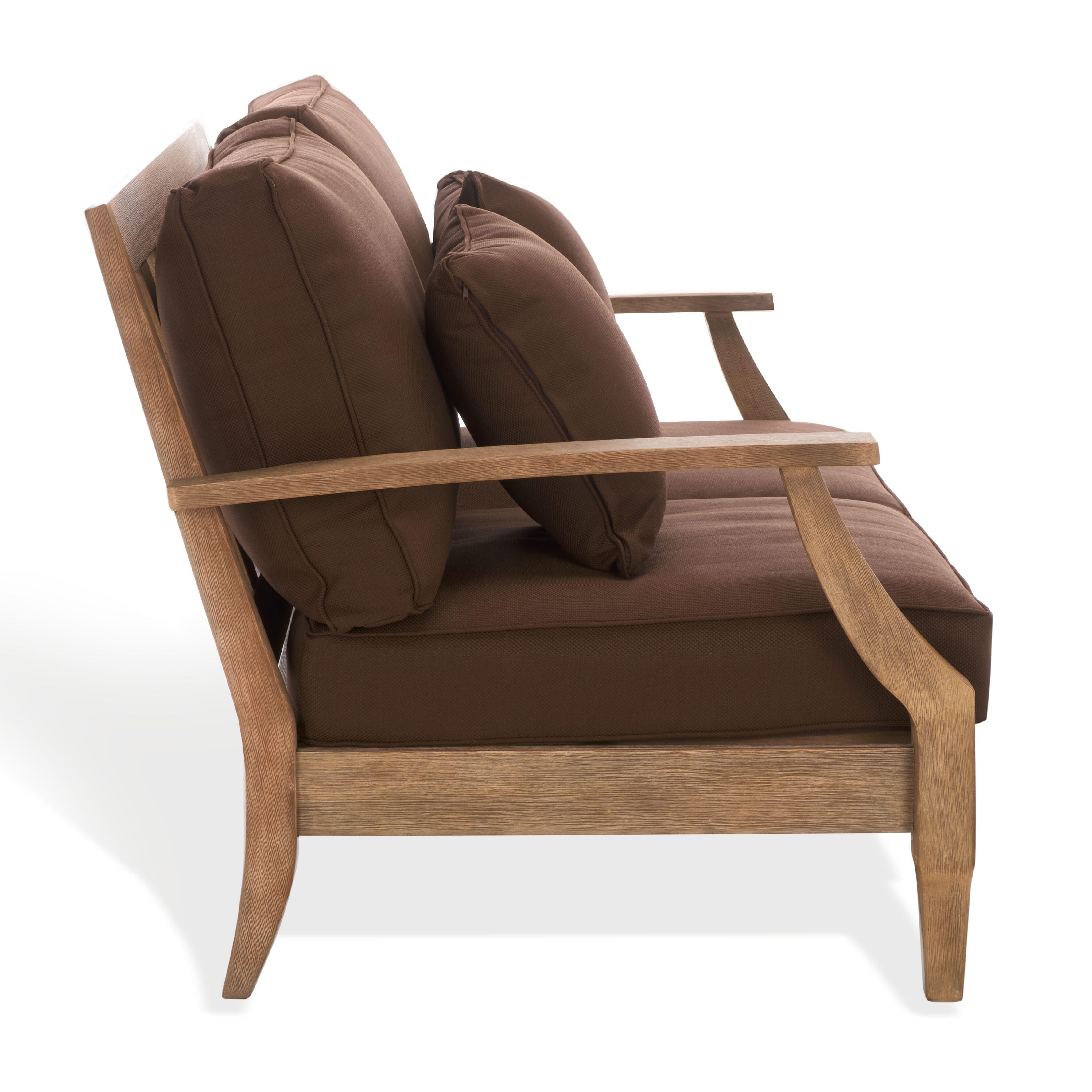Safavieh Martinique Outdoor Loveseat, Natural/Dark Brown, large