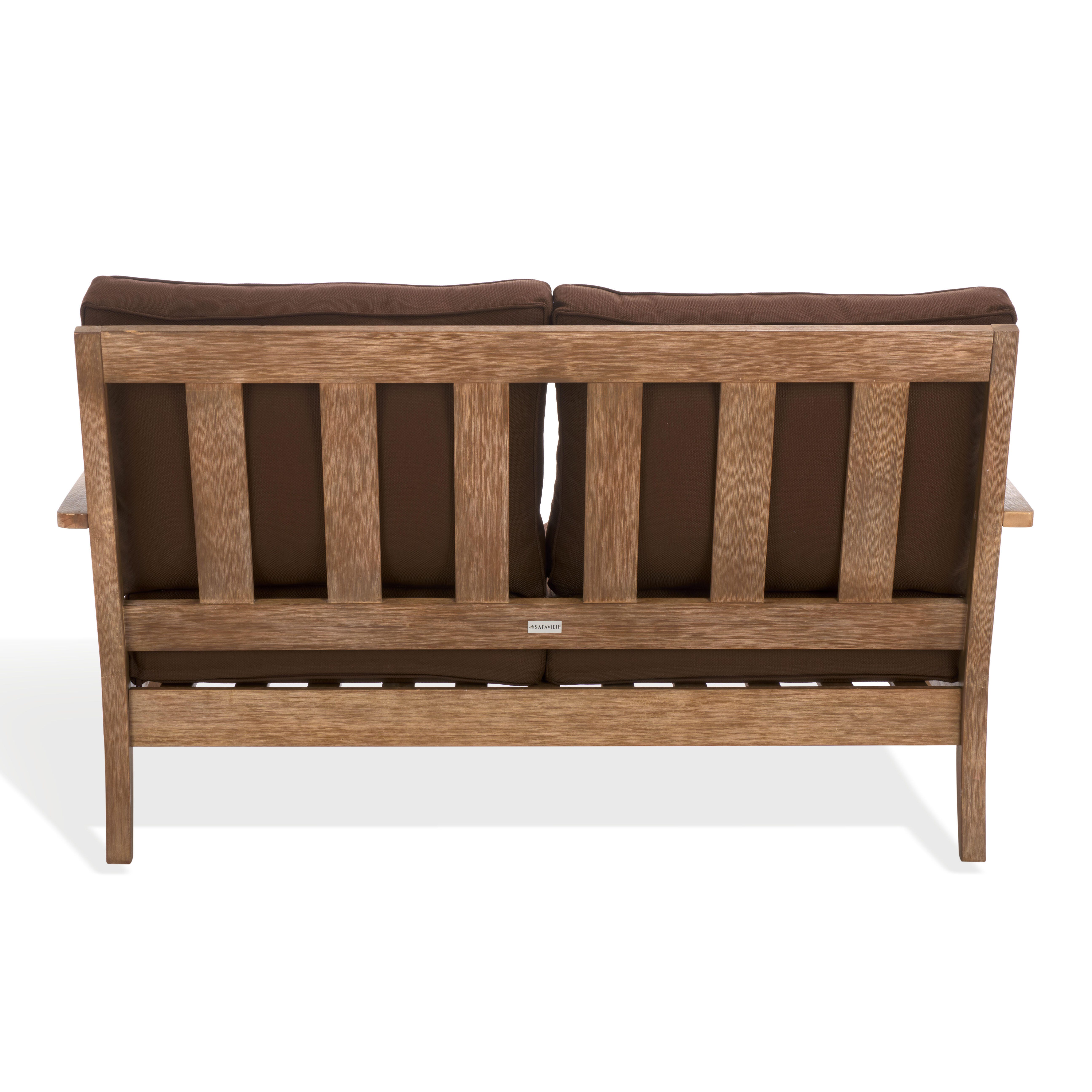 Safavieh Martinique Outdoor Loveseat, Natural/Dark Brown, large