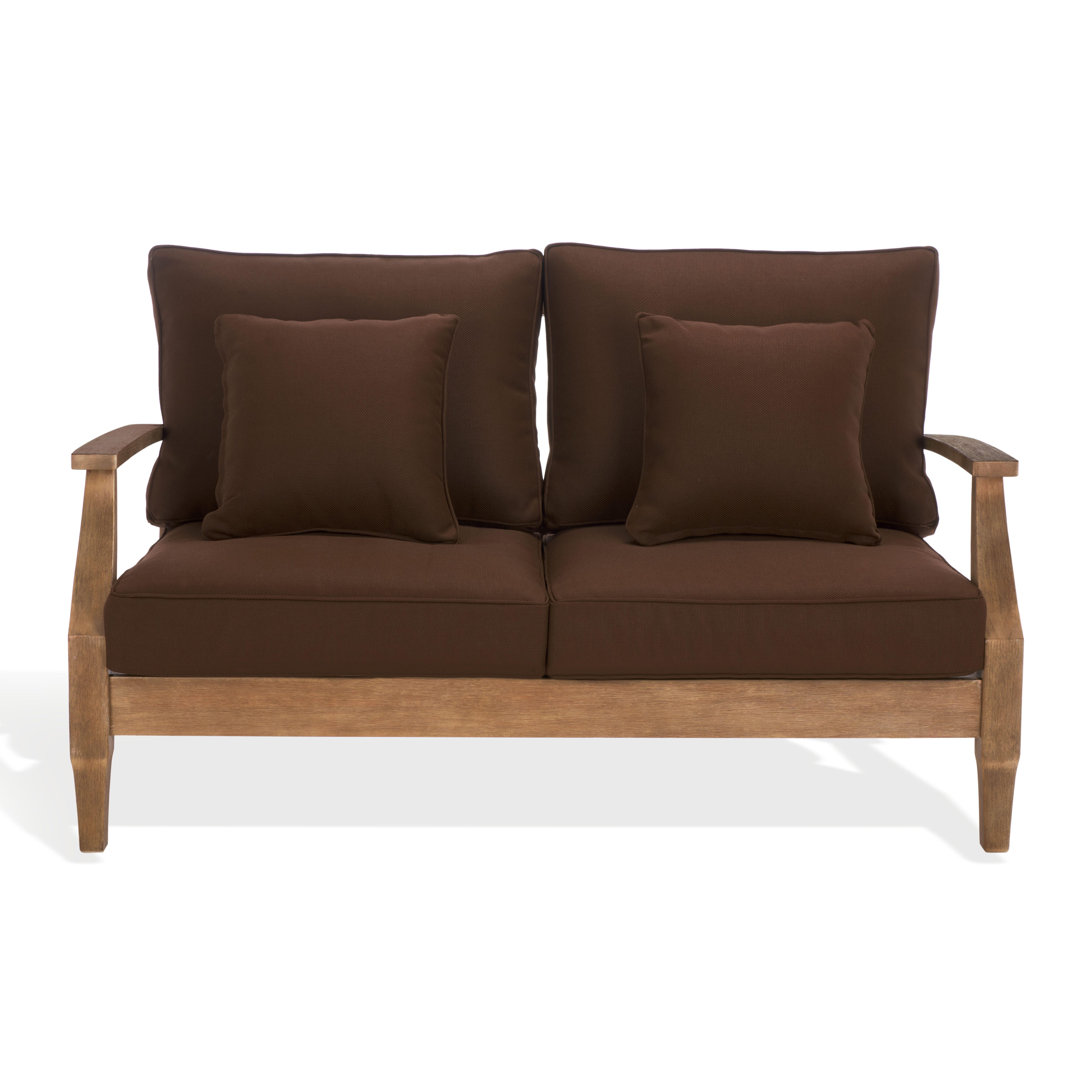 Safavieh Martinique Outdoor Loveseat, Natural/Dark Brown, large
