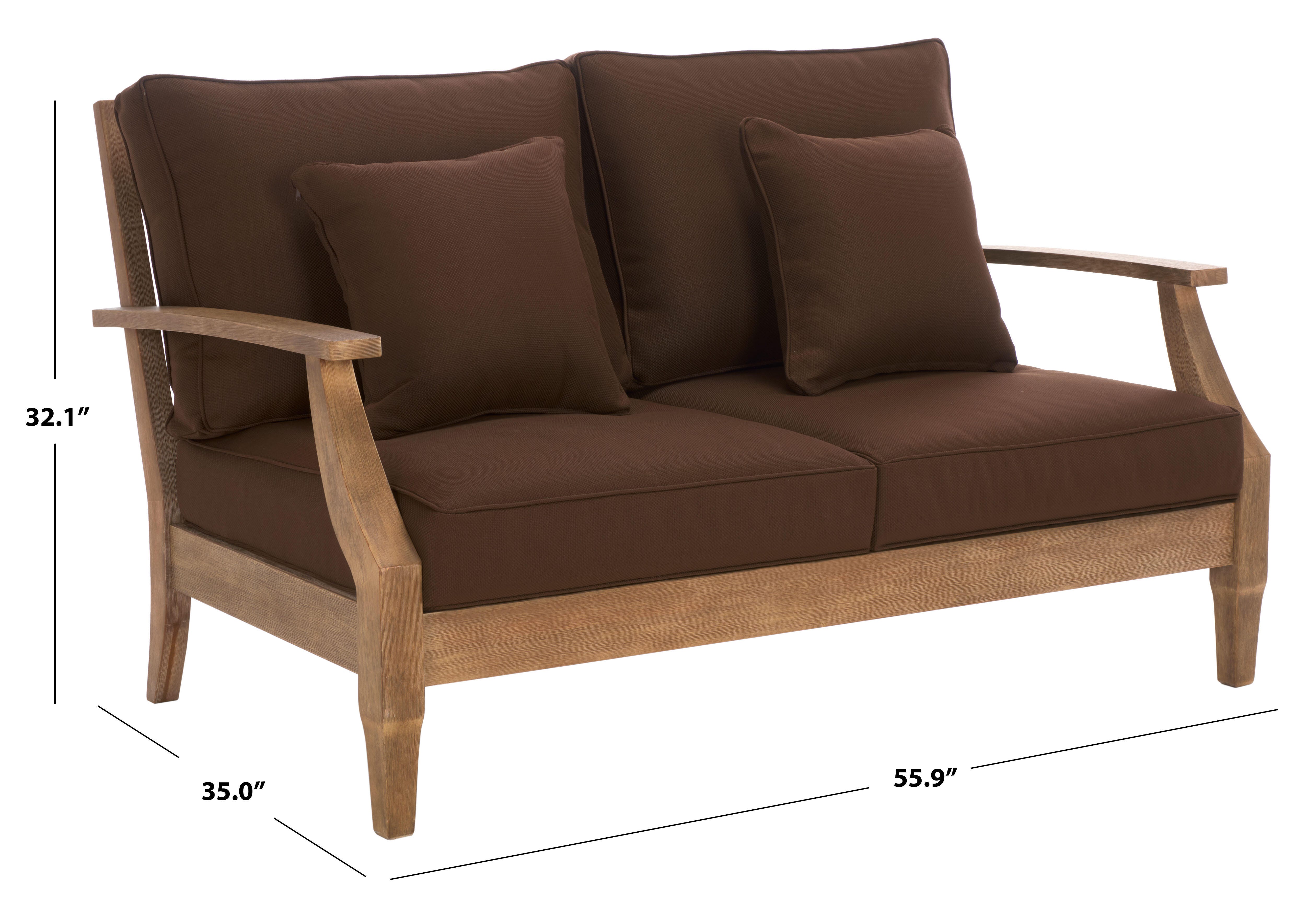 Safavieh Martinique Outdoor Loveseat, Natural/Dark Brown, large