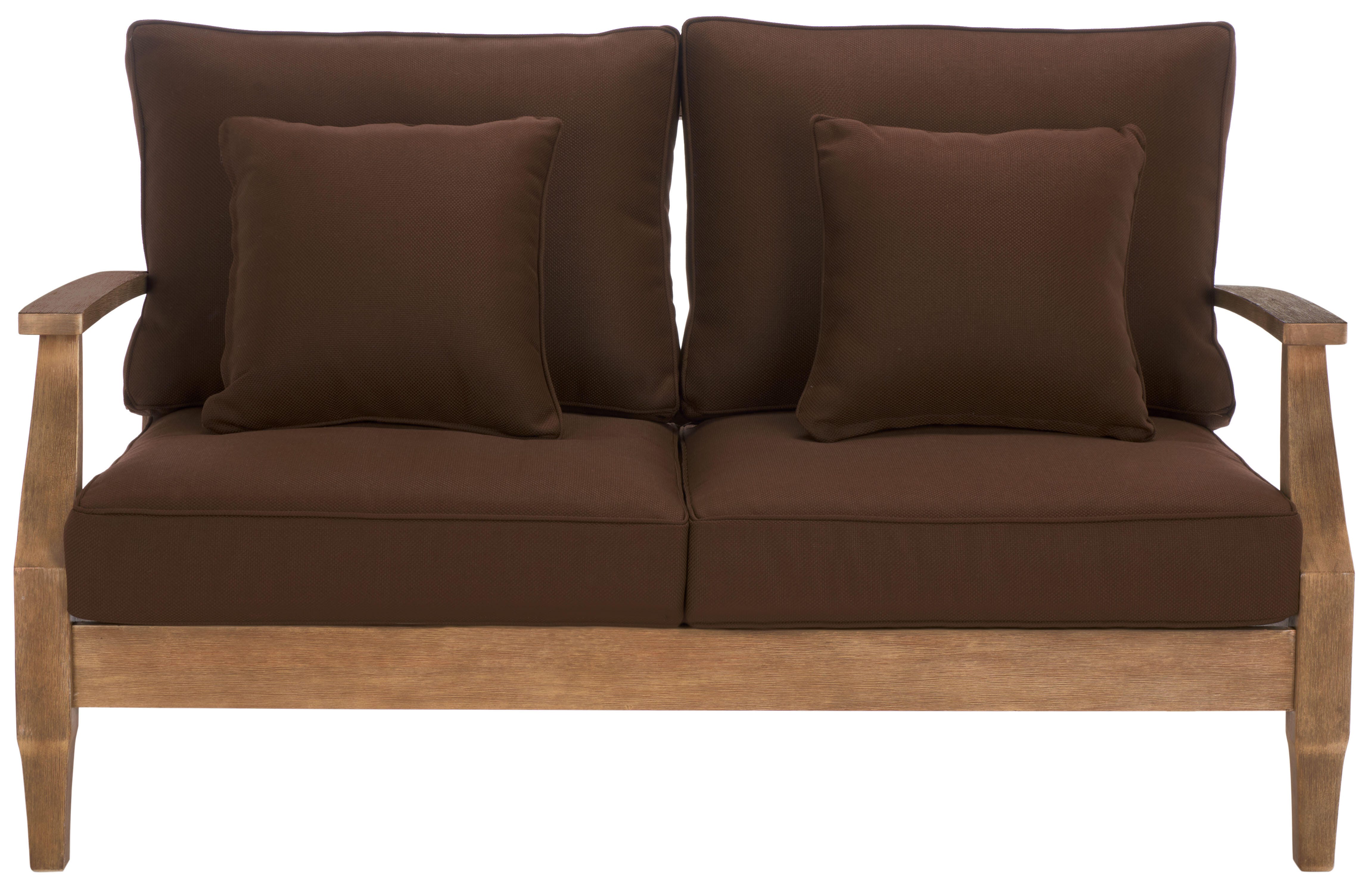 Safavieh Martinique Outdoor Loveseat, Natural/Dark Brown, large