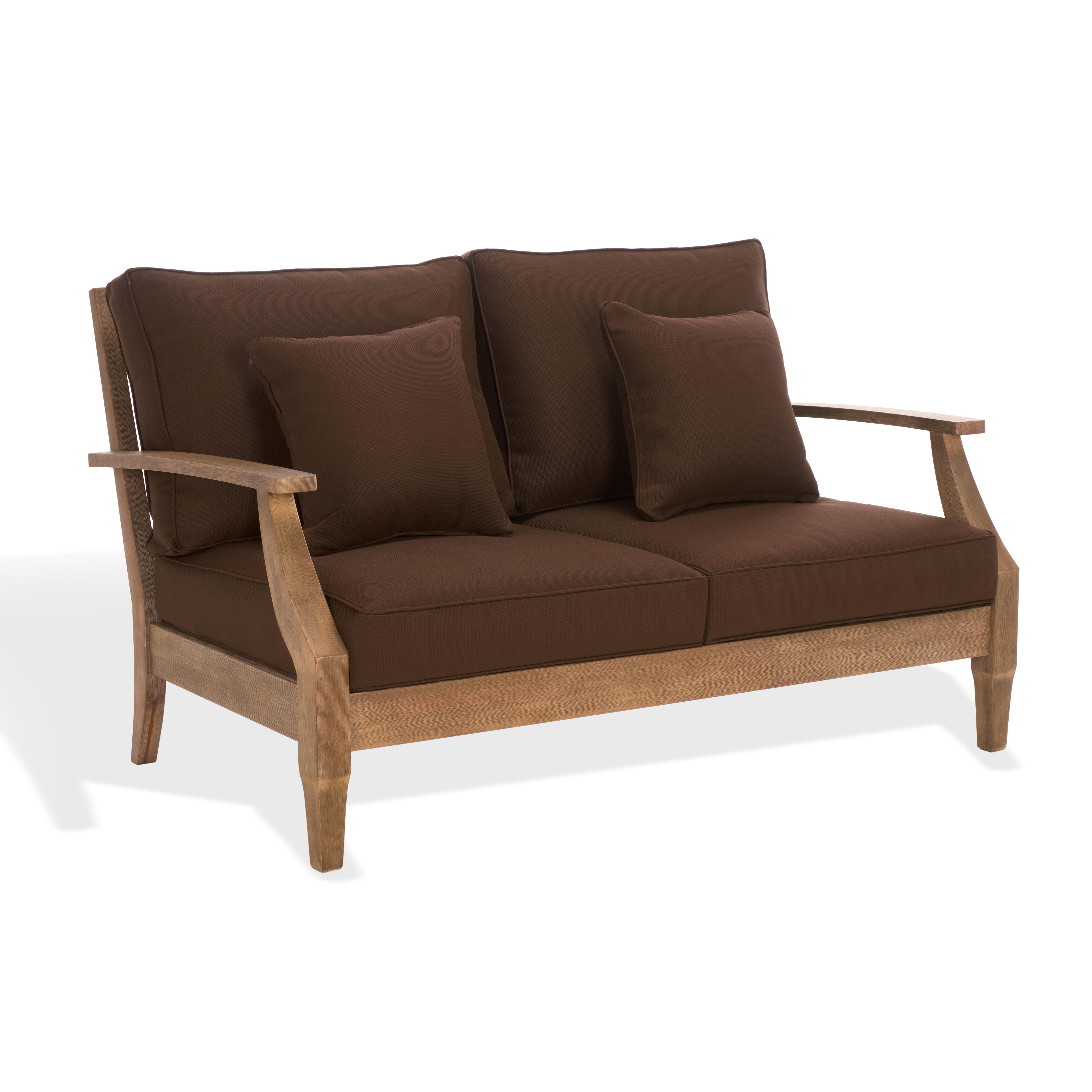 Safavieh Martinique Outdoor Loveseat, Natural/Dark Brown, large
