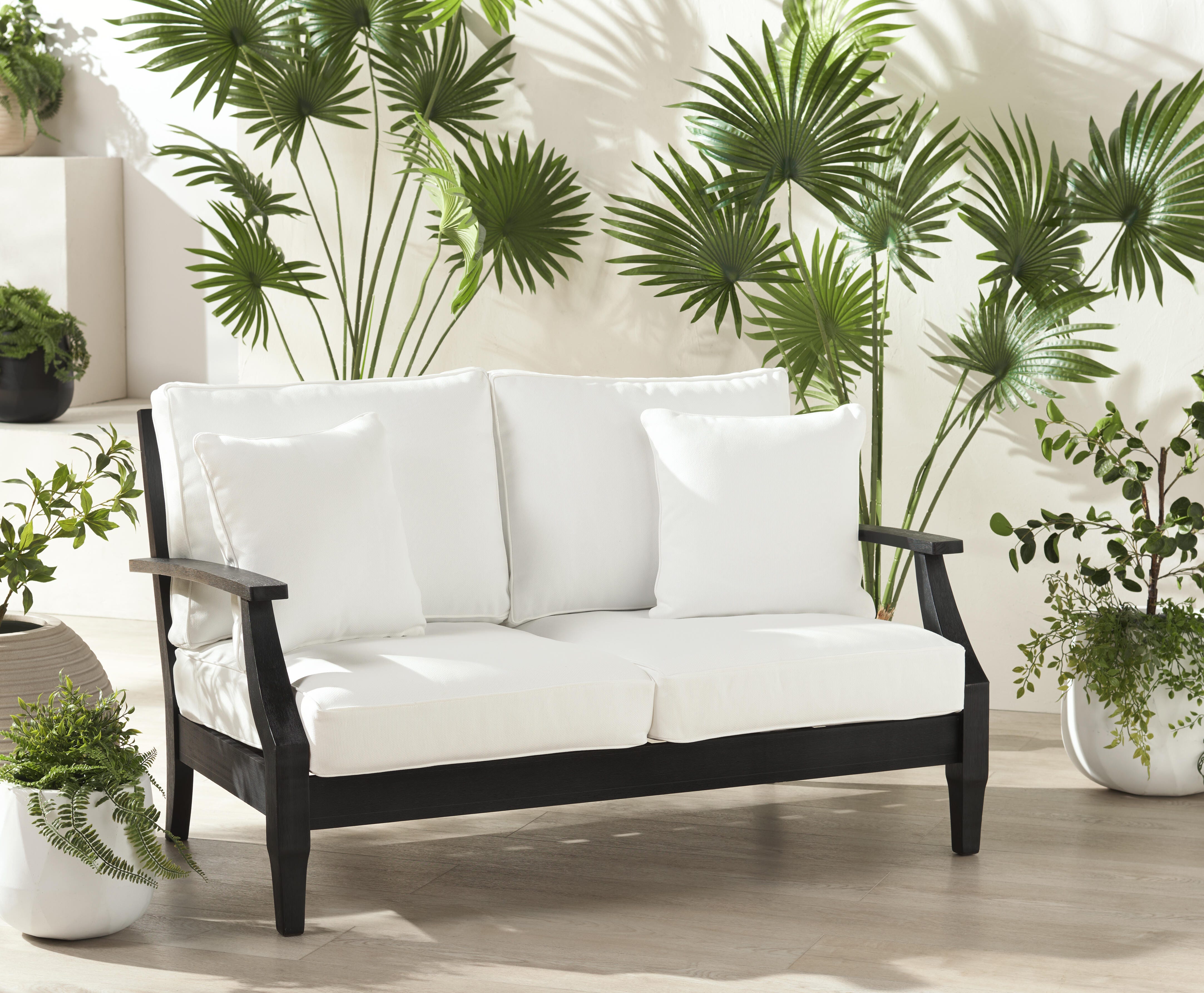 Safavieh Martinique Outdoor Loveseat, Black/White, rollover