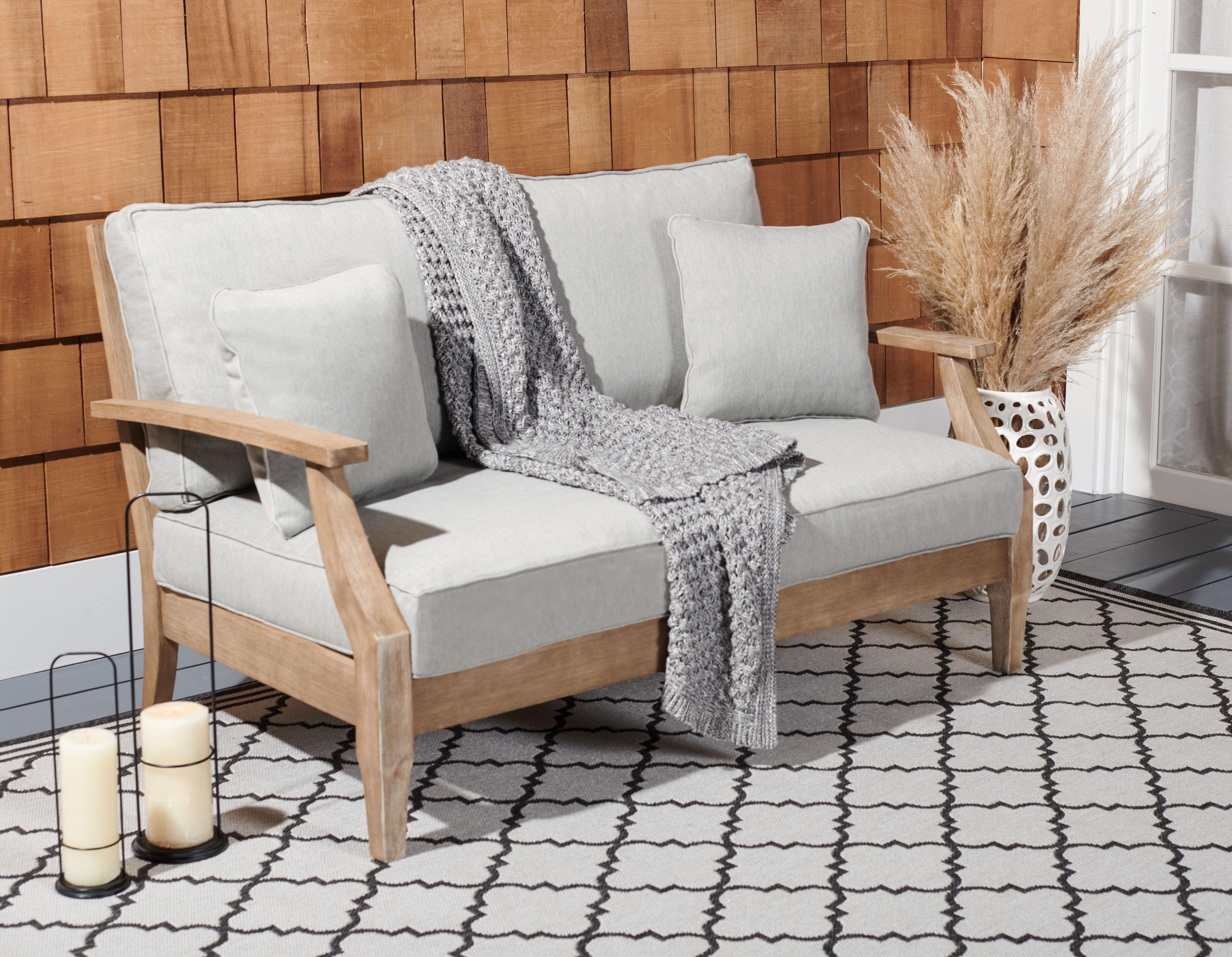 Safavieh Martinique Outdoor Loveseat, Natural/Gray, large