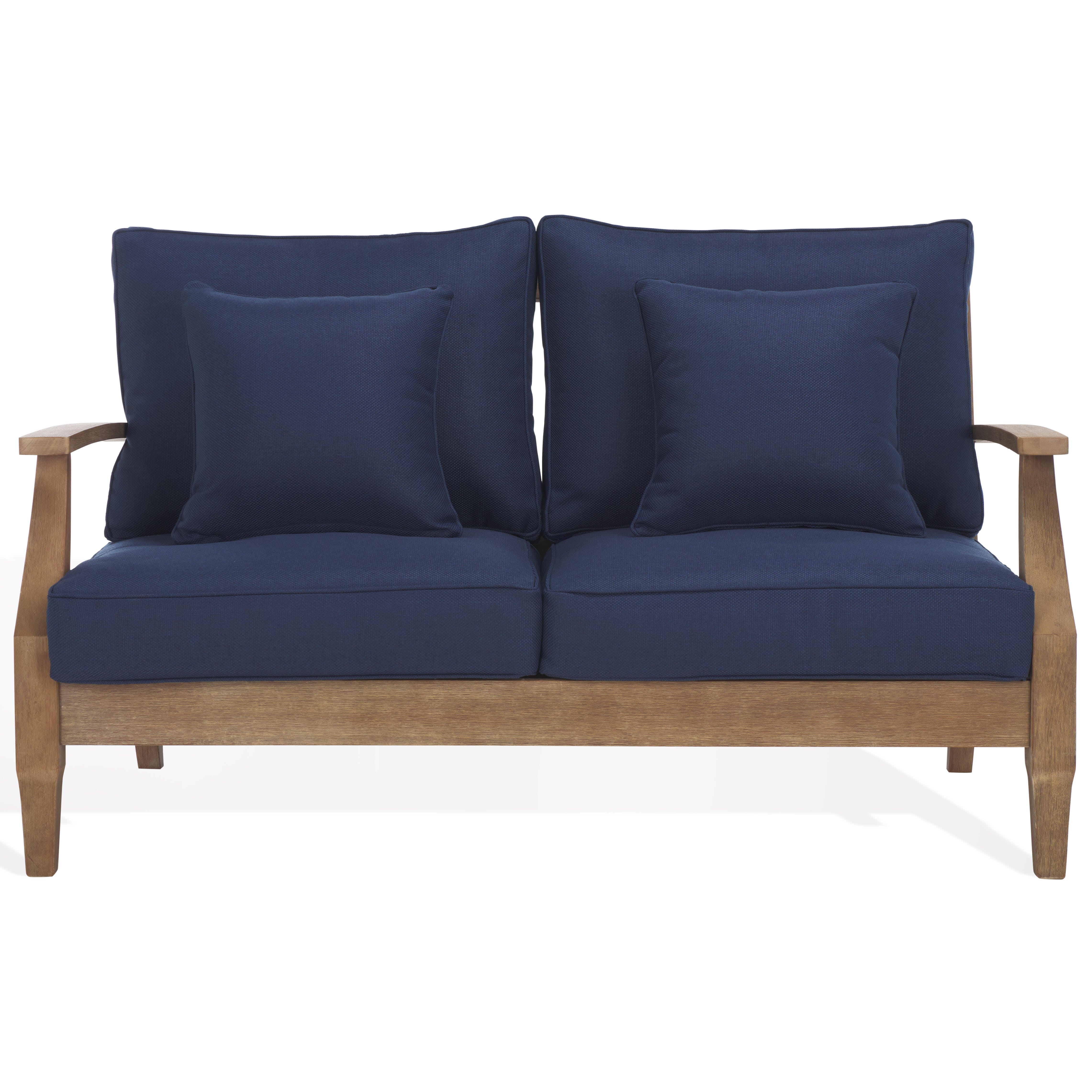 Safavieh Martinique Outdoor Loveseat, Natural/Navy, large