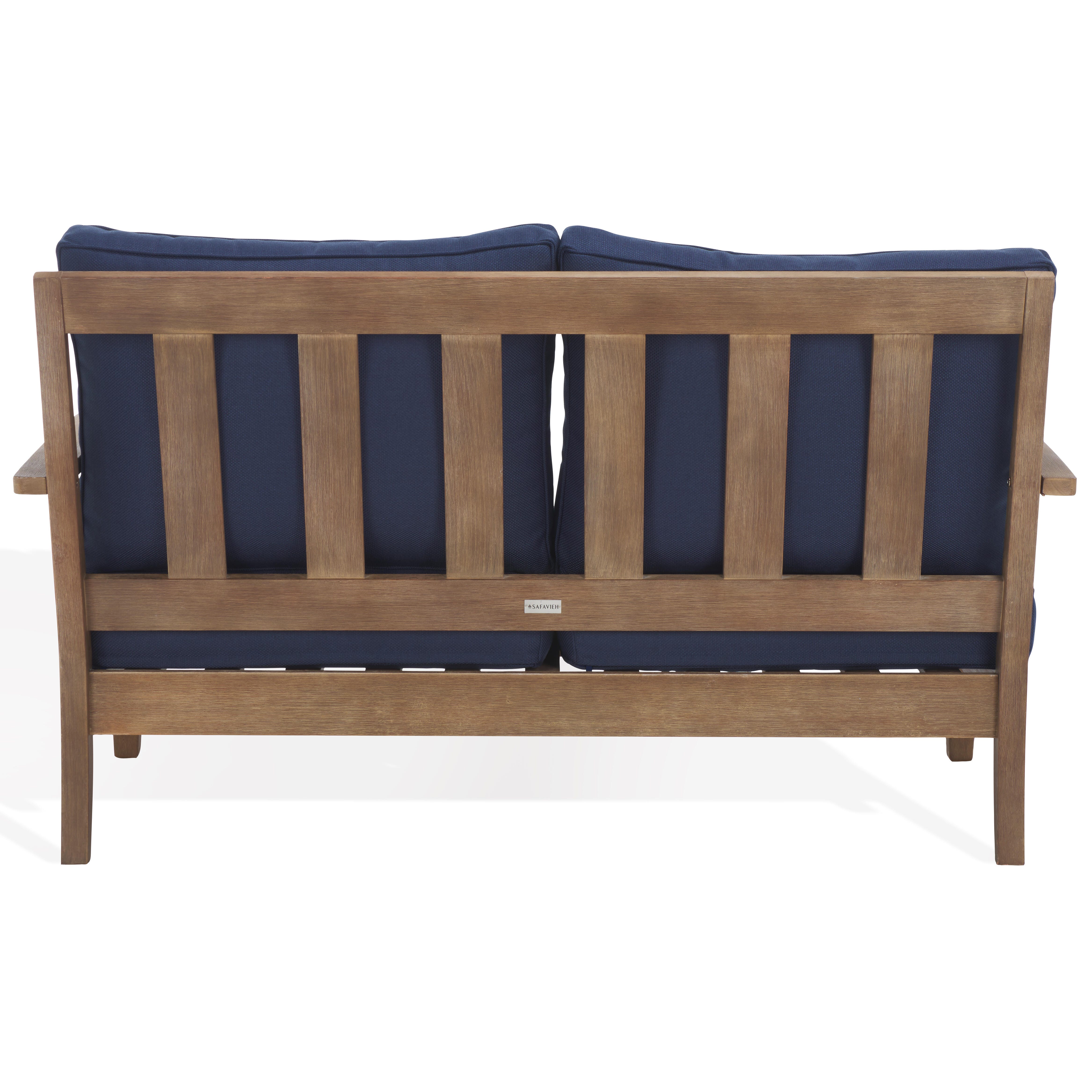 Safavieh Martinique Outdoor Loveseat, Natural/Navy, large