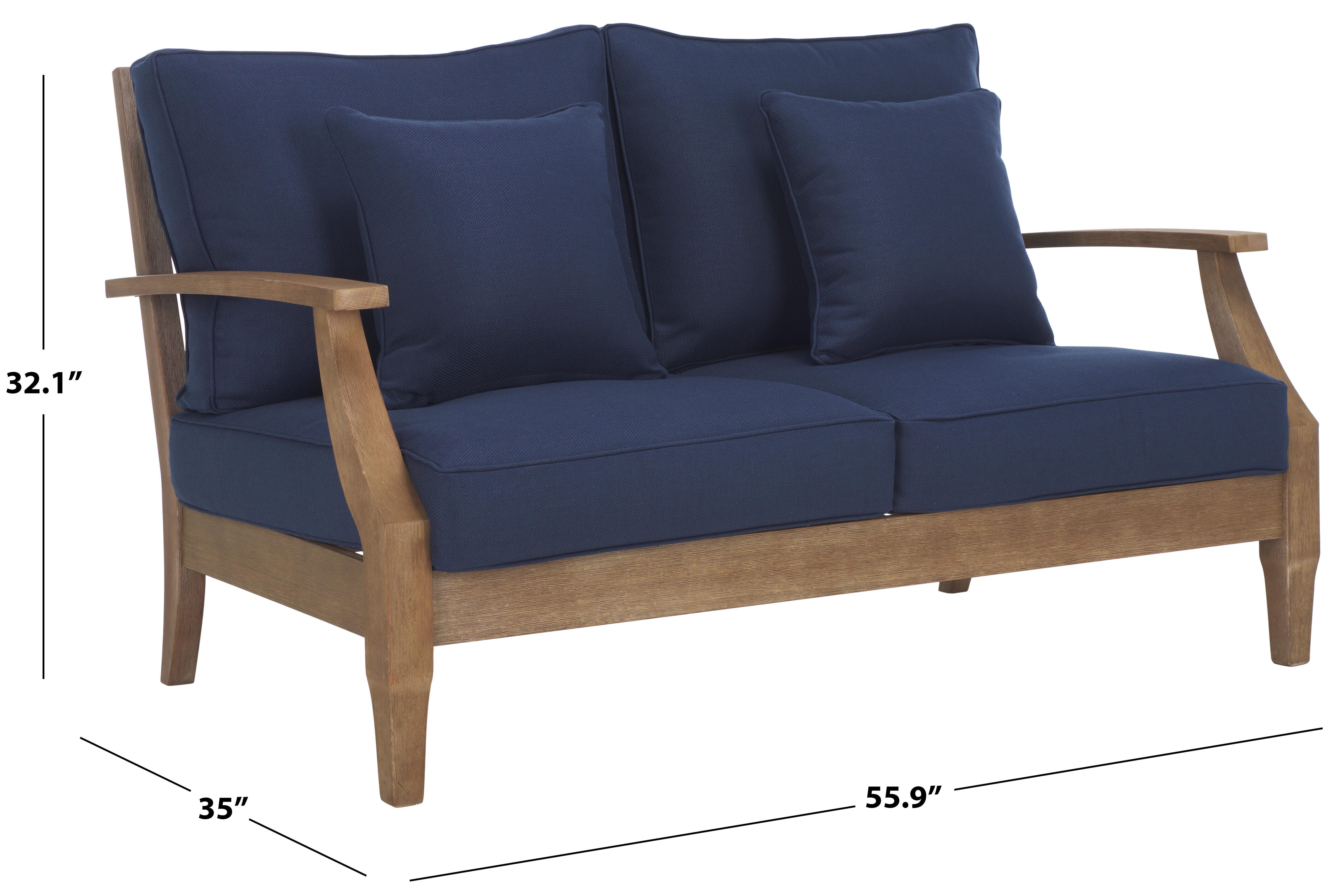 Safavieh Martinique Outdoor Loveseat, Natural/Navy, large