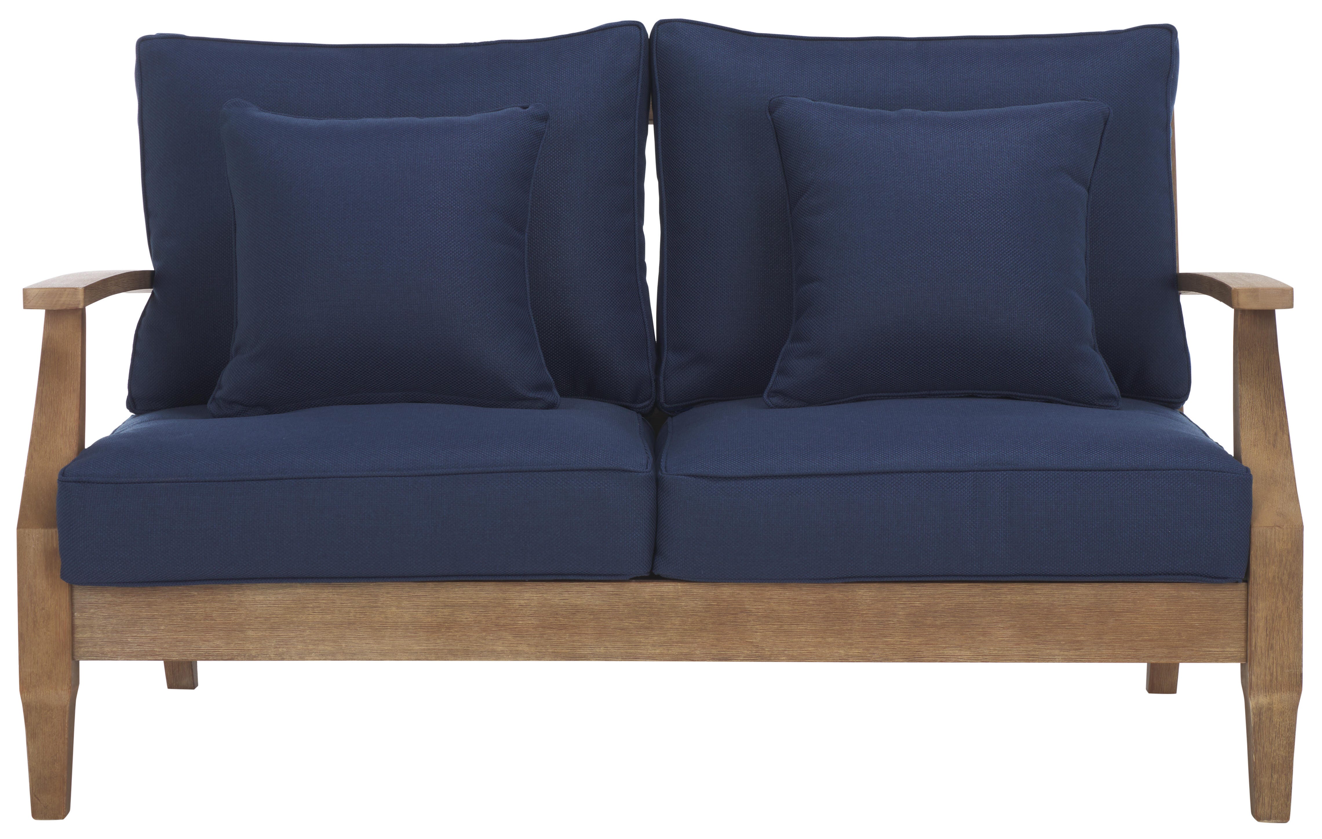 Safavieh Martinique Outdoor Loveseat, Natural/Navy, large