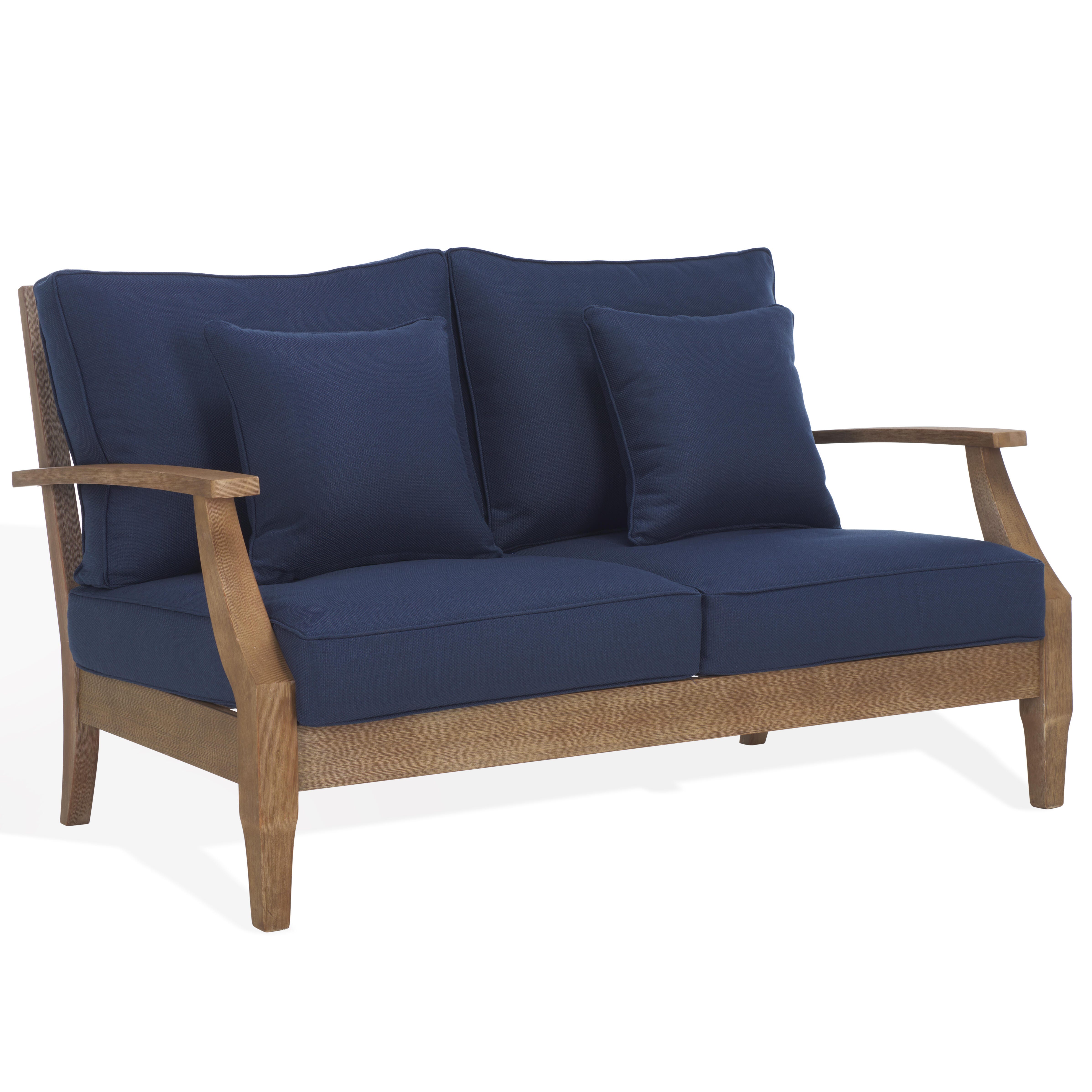 Safavieh Martinique Outdoor Loveseat, Natural/Navy, large