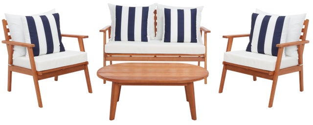 Safavieh Deacon Wide Striped Outdoor Conversation Set