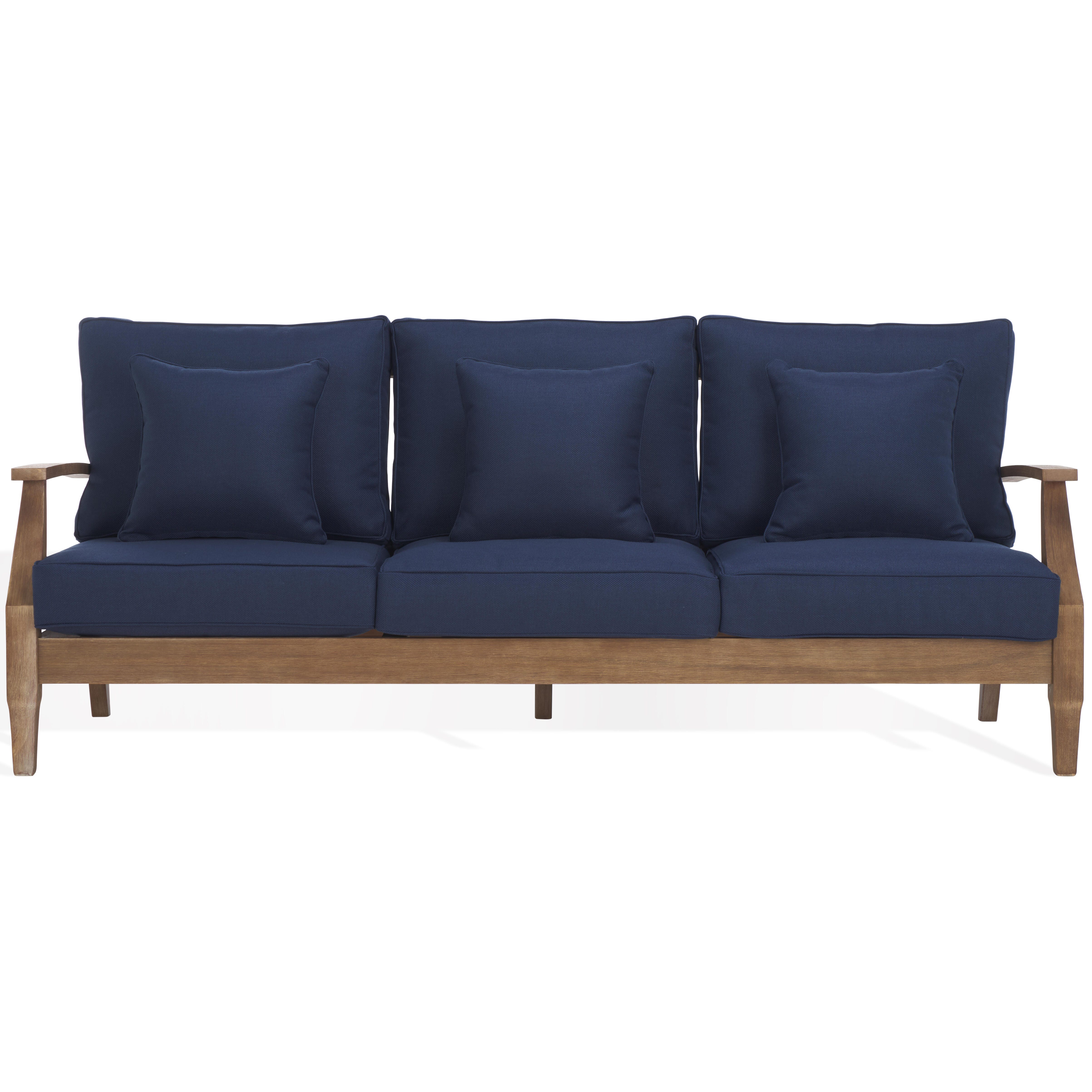 Safavieh Outdoor Sofa, Natural/Navy, large
