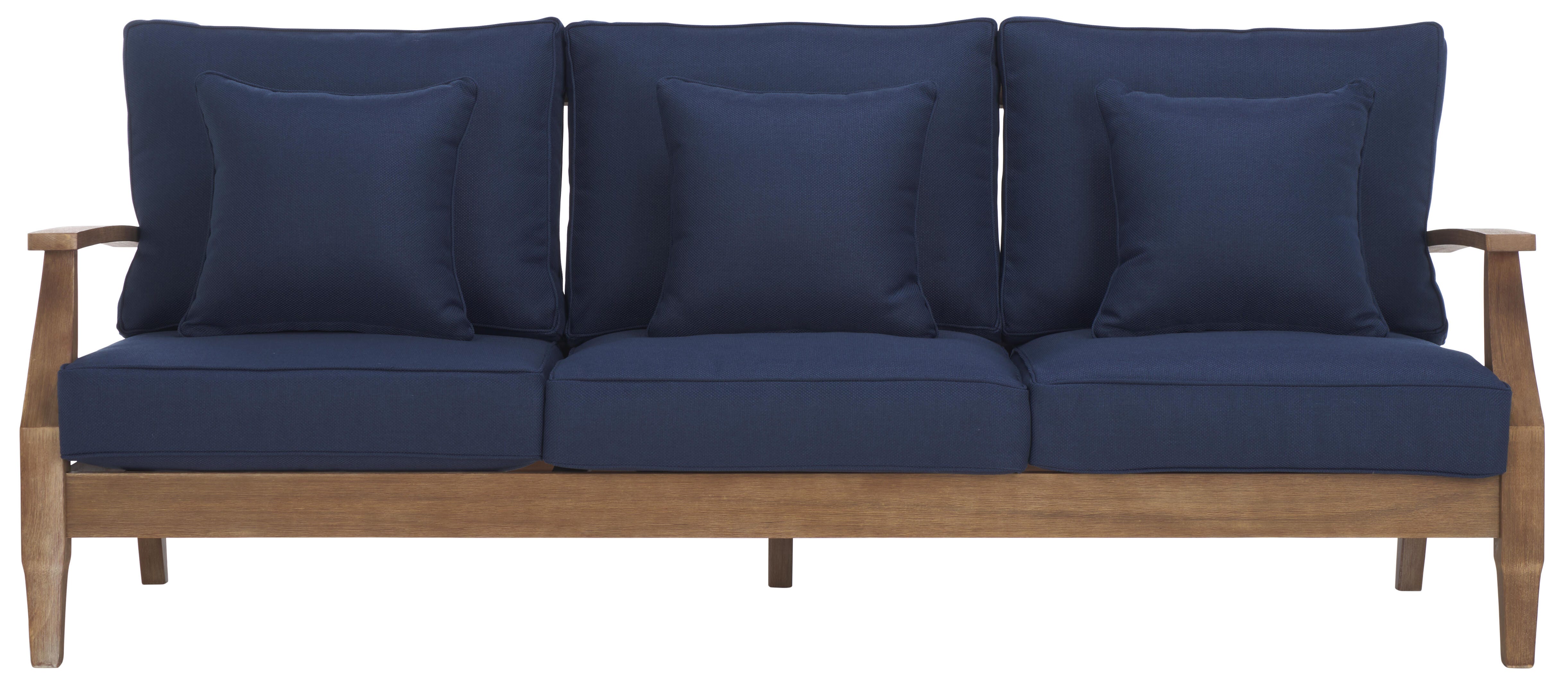 Safavieh Outdoor Sofa, Natural/Navy, large