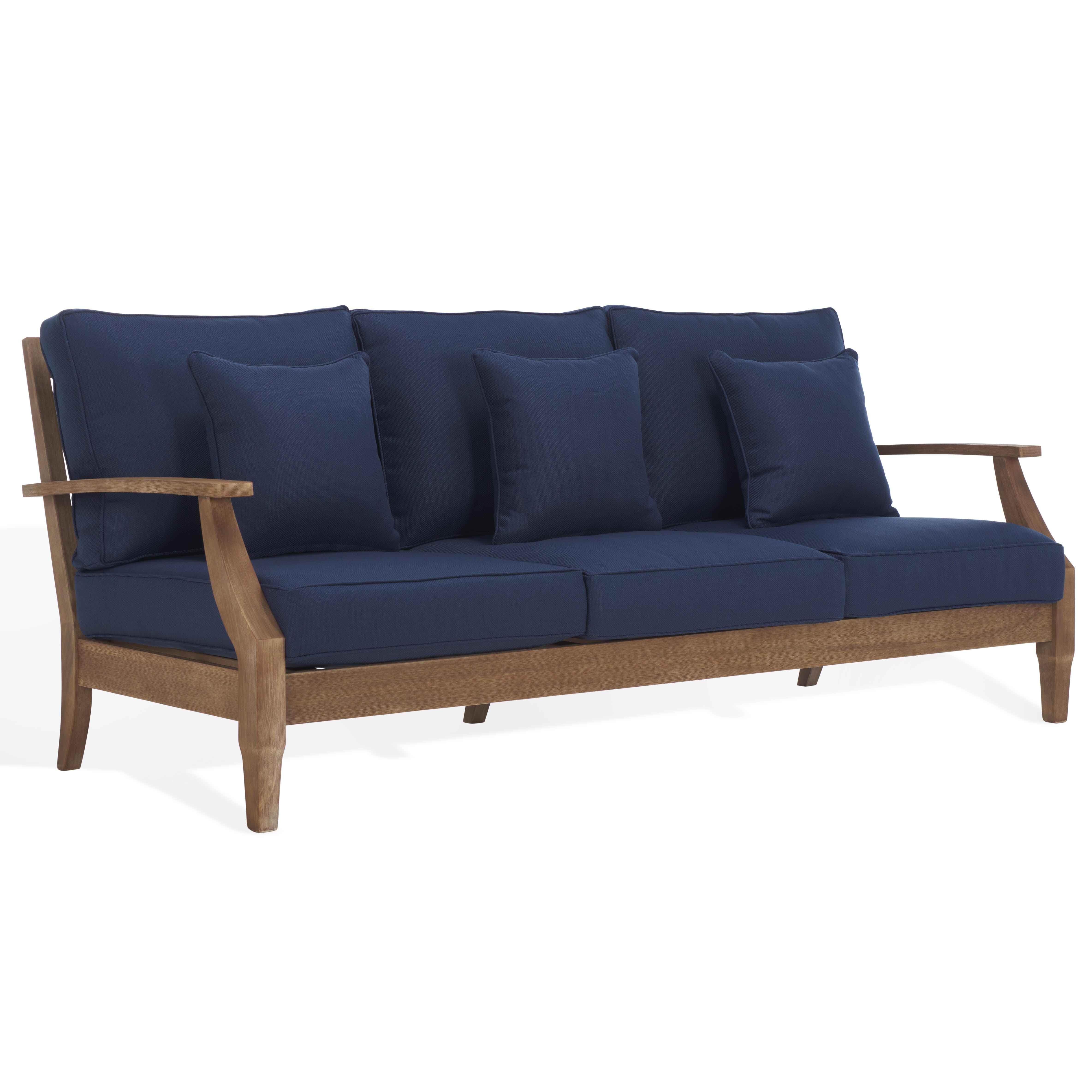 Safavieh Outdoor Sofa, Natural/Navy, large