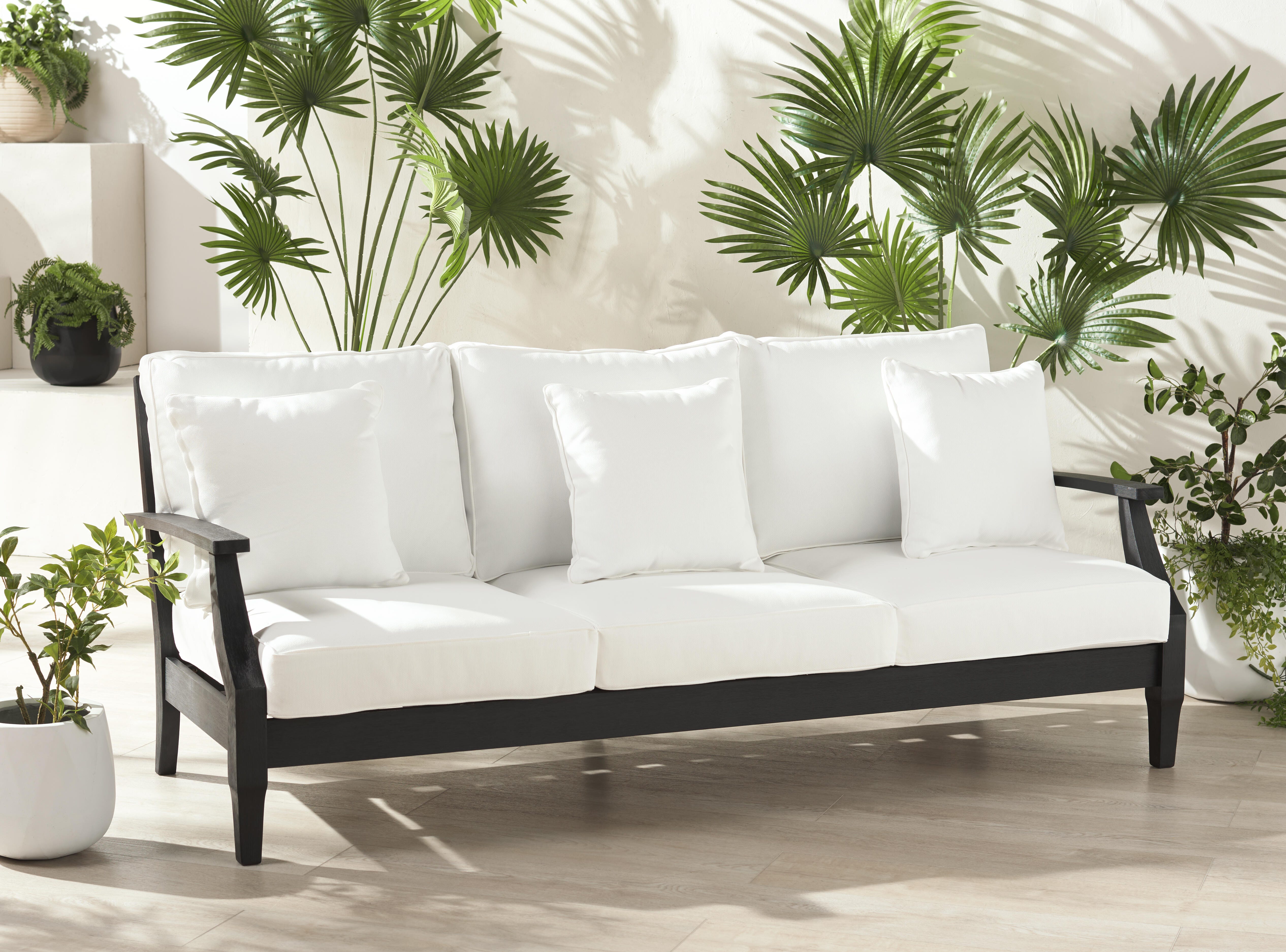 Safavieh Outdoor Sofa, Black/White, rollover