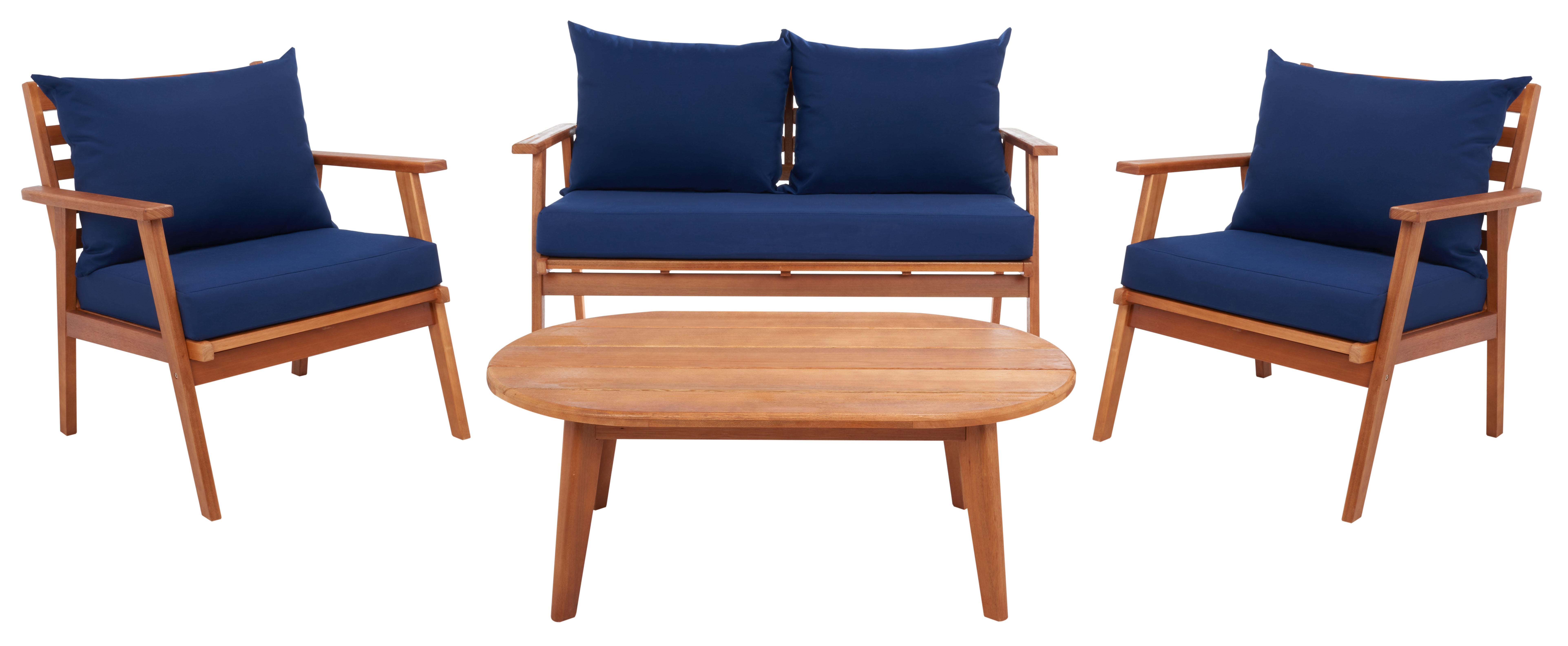 Safavieh Deacon Outdoor Conversation Set, Navy, large