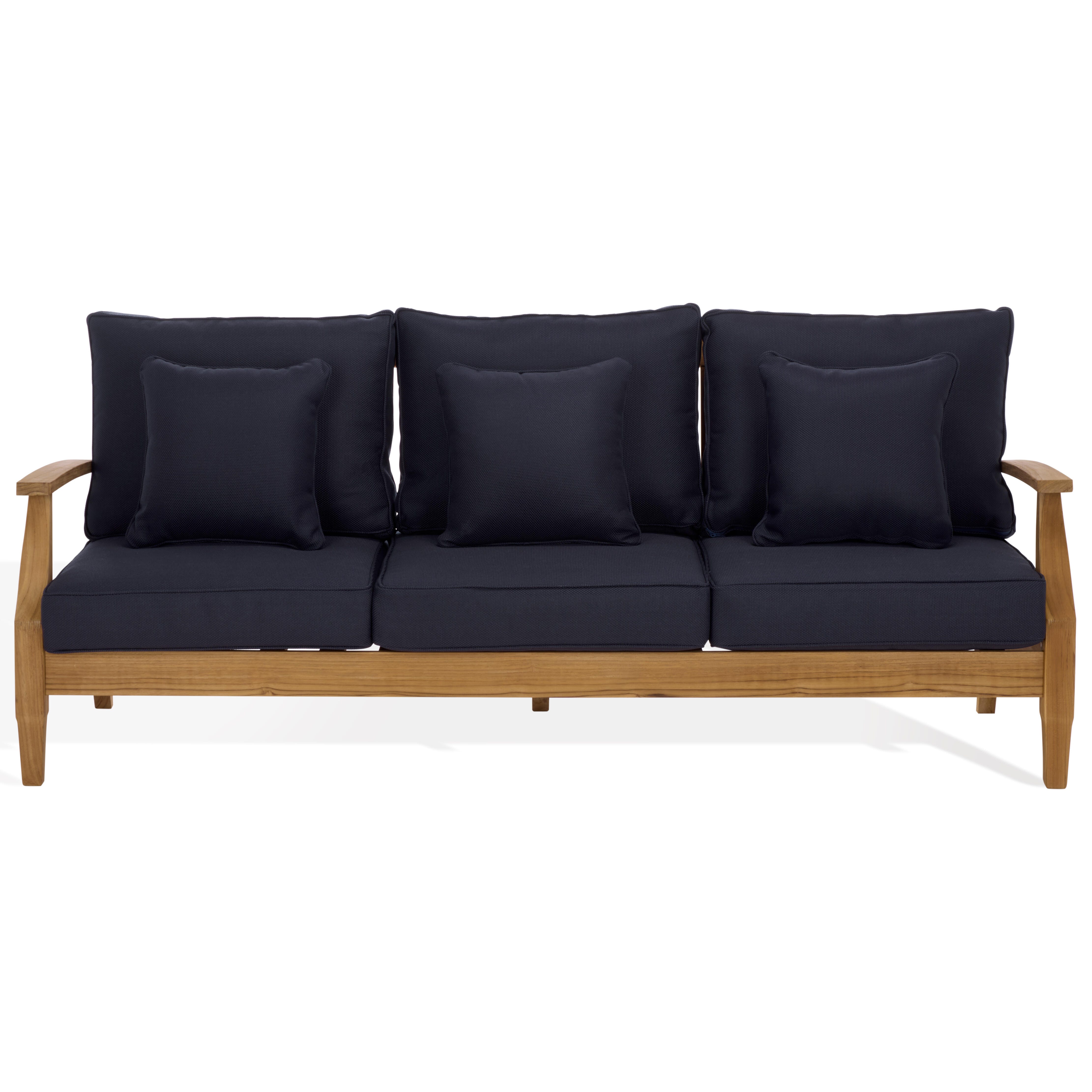 Safavieh Outdoor Sofa, Natural/Dark Navy, large
