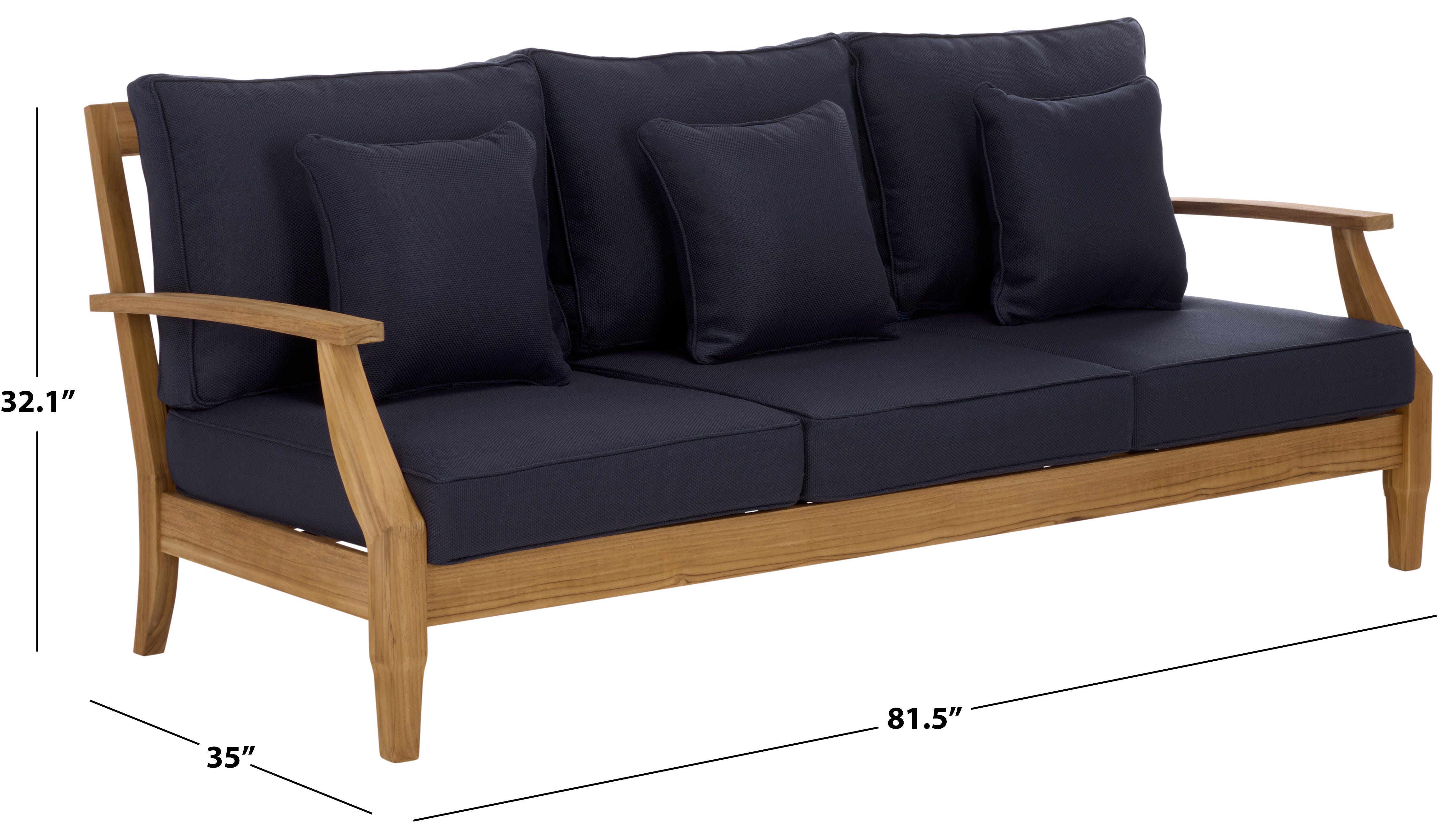 Safavieh Outdoor Sofa, Natural/Dark Navy, large