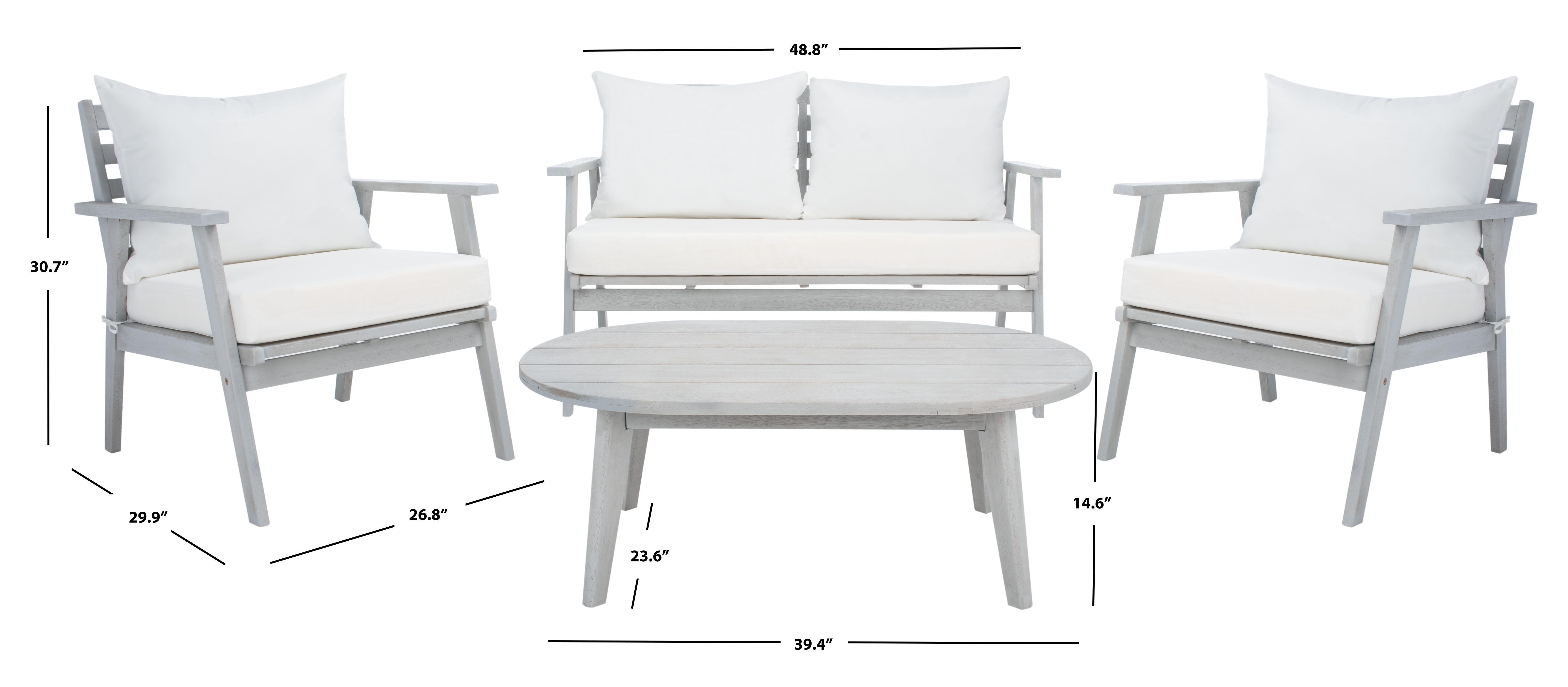 Safavieh Deacon Outdoor Conversation Set, Beige, large