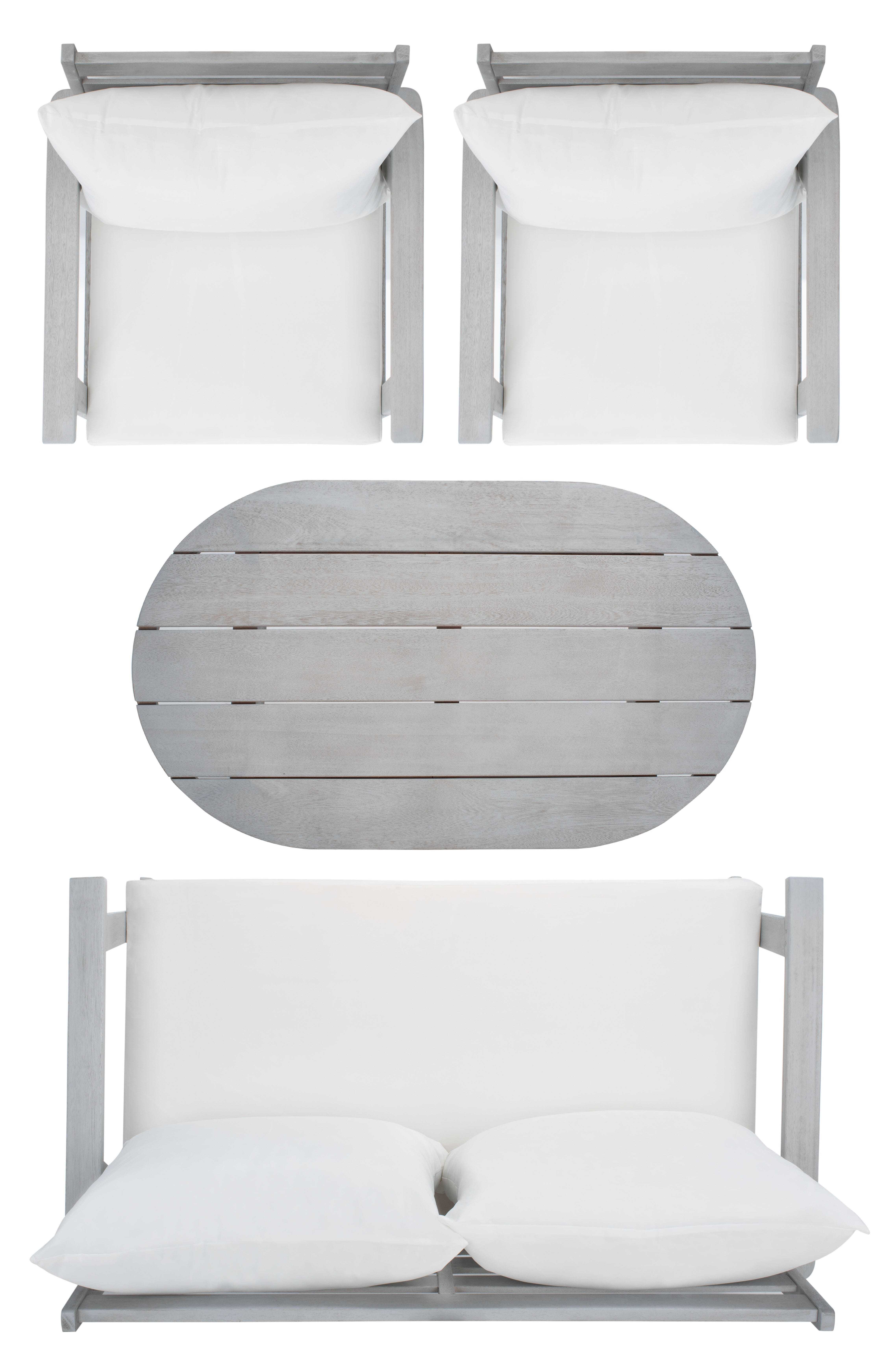 Safavieh Deacon Outdoor Conversation Set, Beige, large