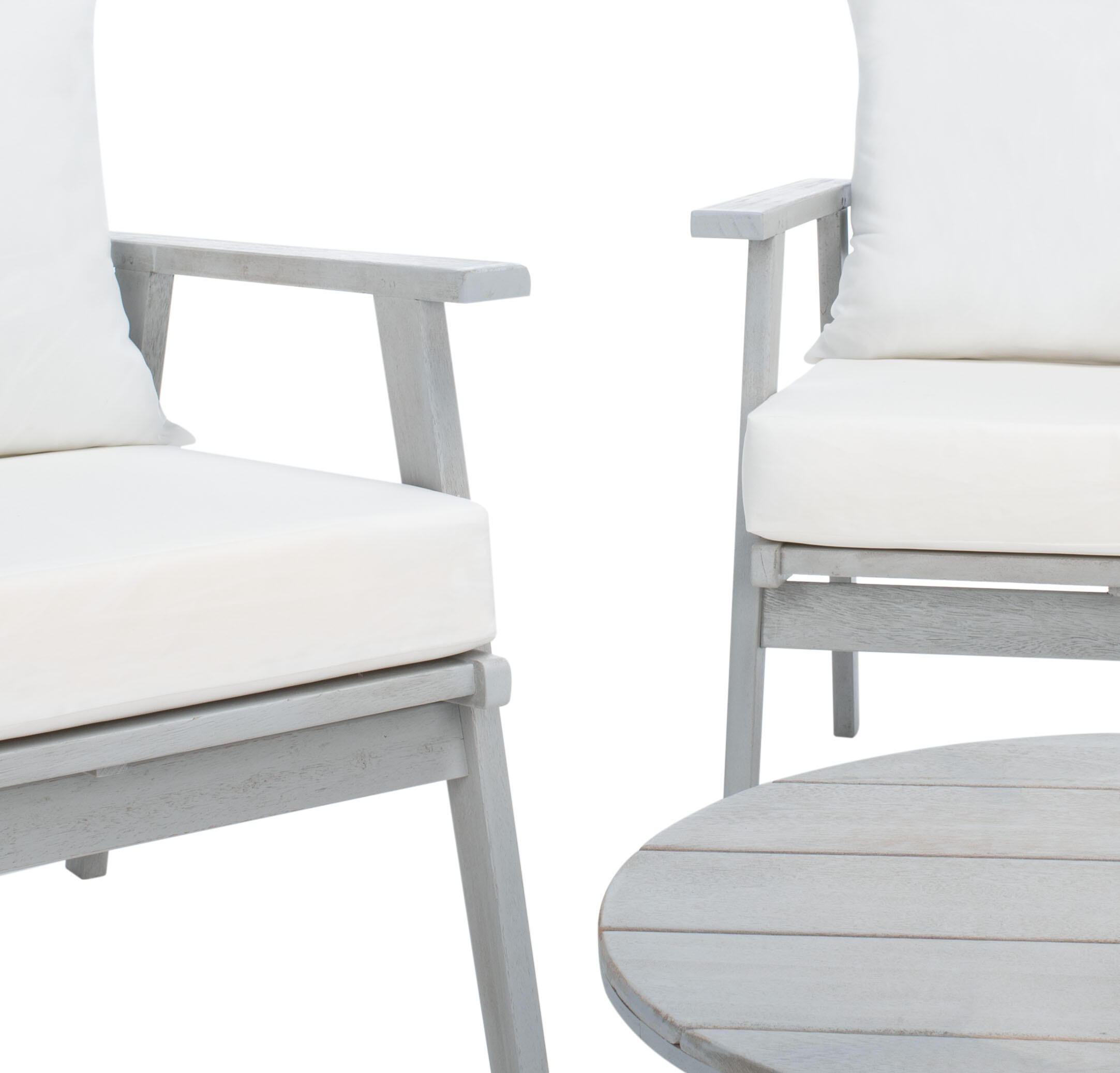 Safavieh Deacon Outdoor Conversation Set, Beige, large